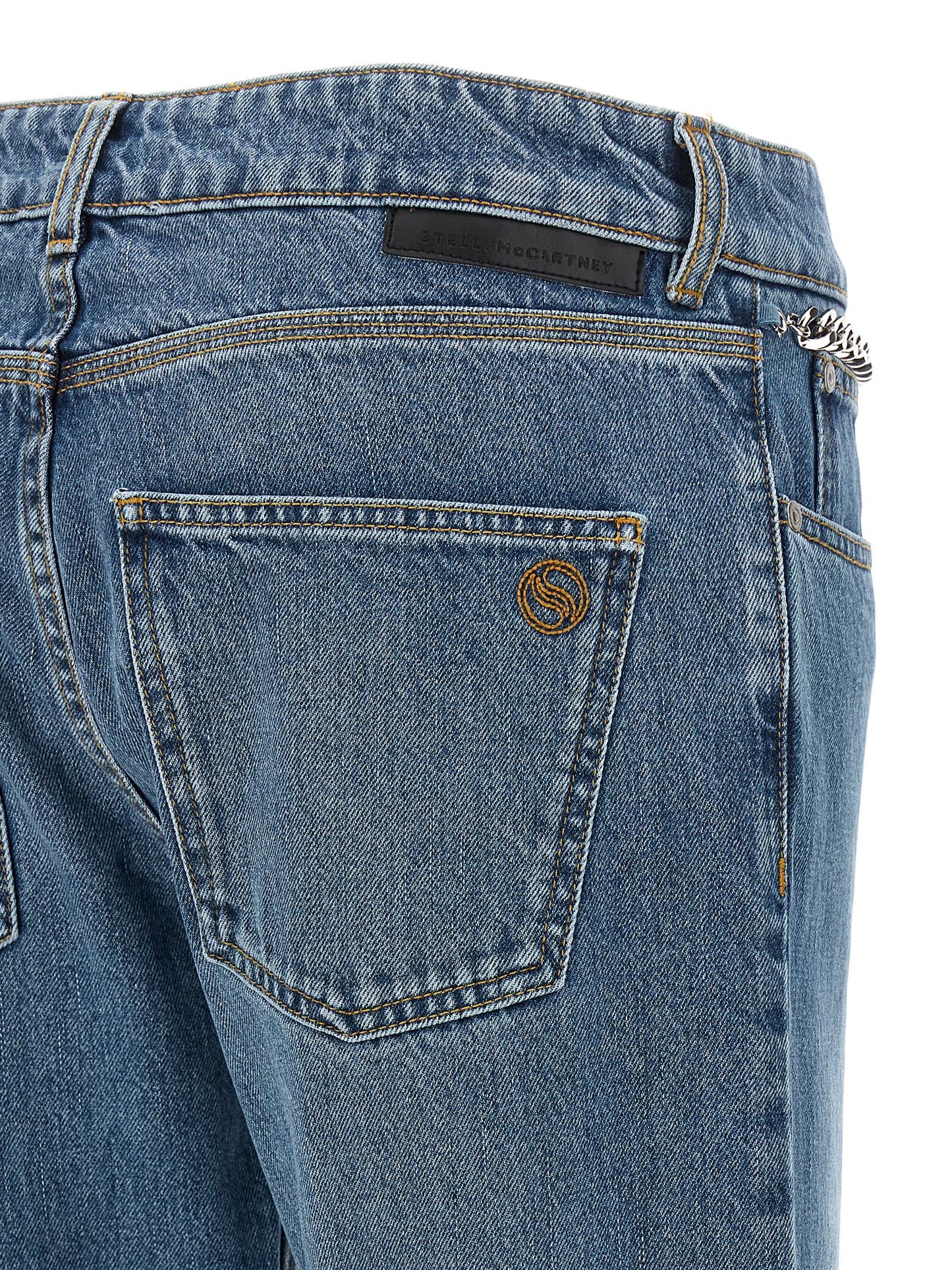 Blue Cotton Cropped Jeans