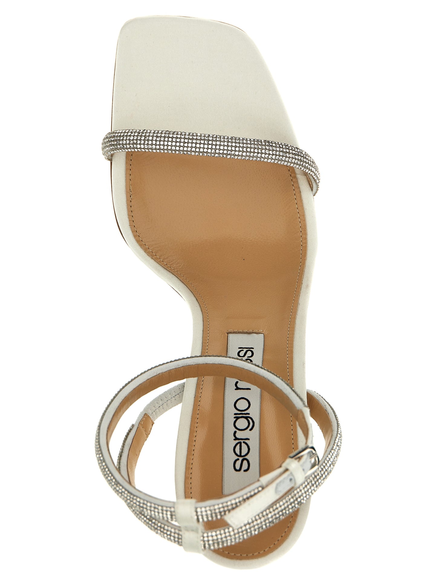 White Goatskin Stiletto Heel Sandals