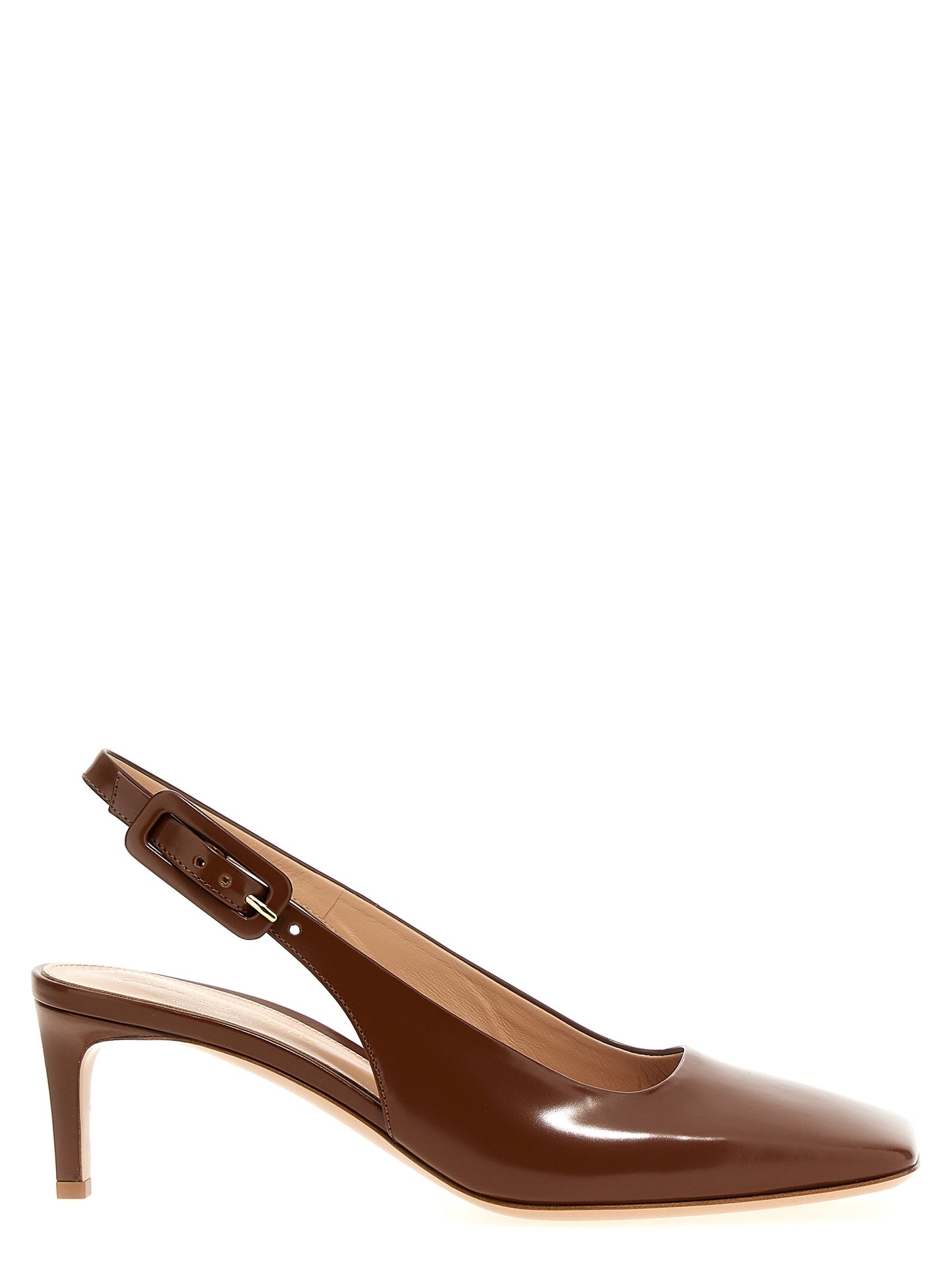 Brown Goatskin Mid Heel Pumps