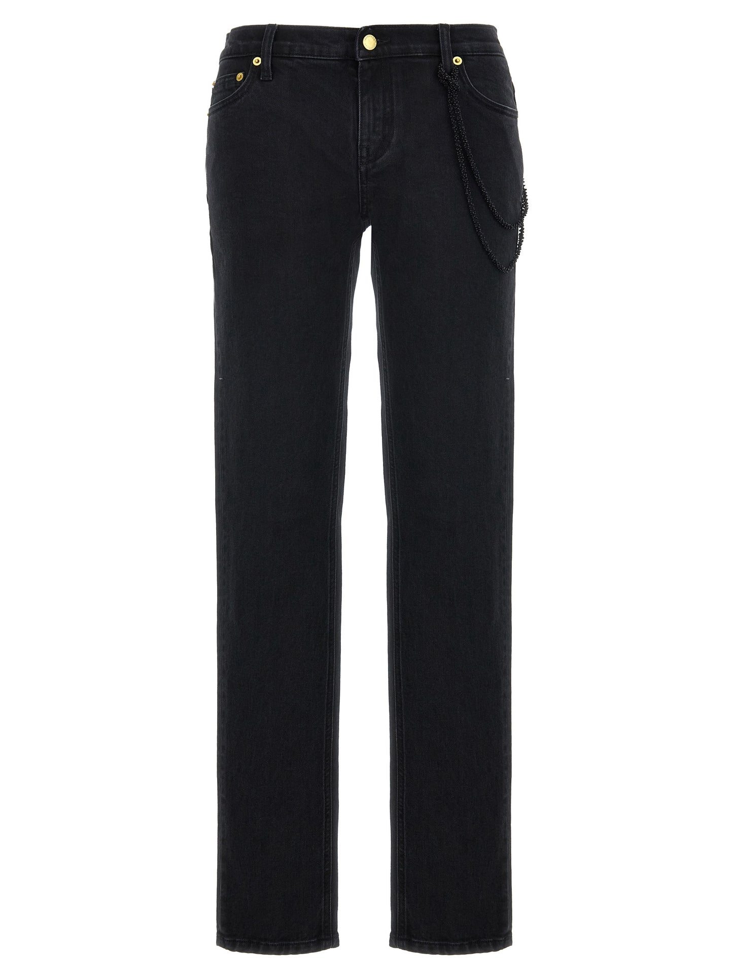 Black Cotton Straight-Leg Jeans