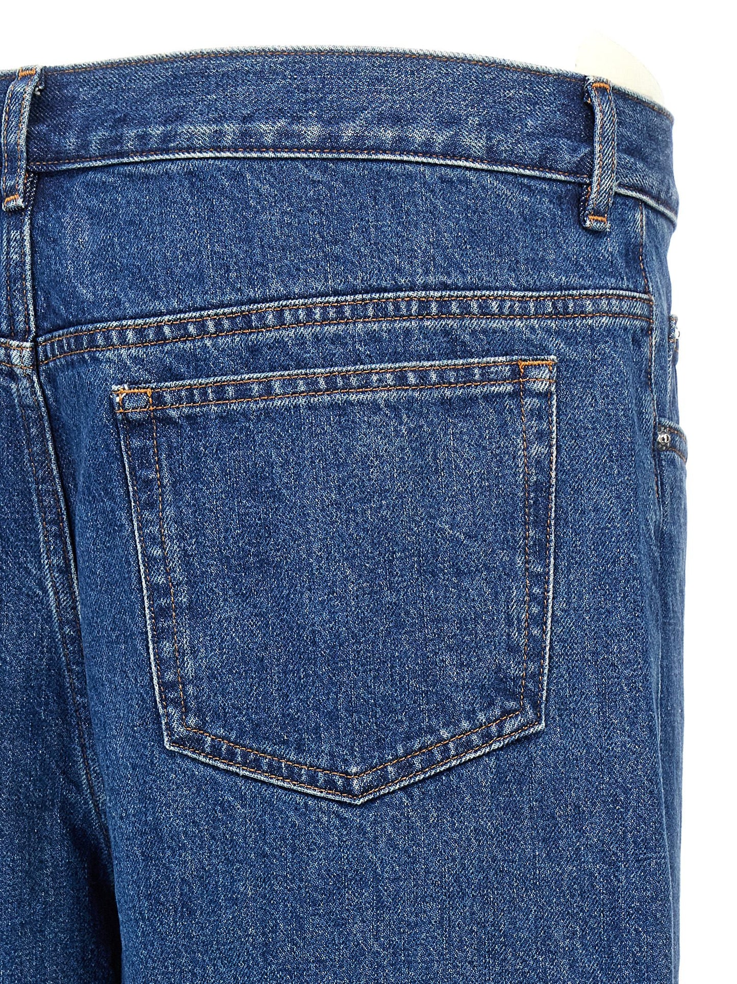 Blue Cotton Straight-Leg Jeans