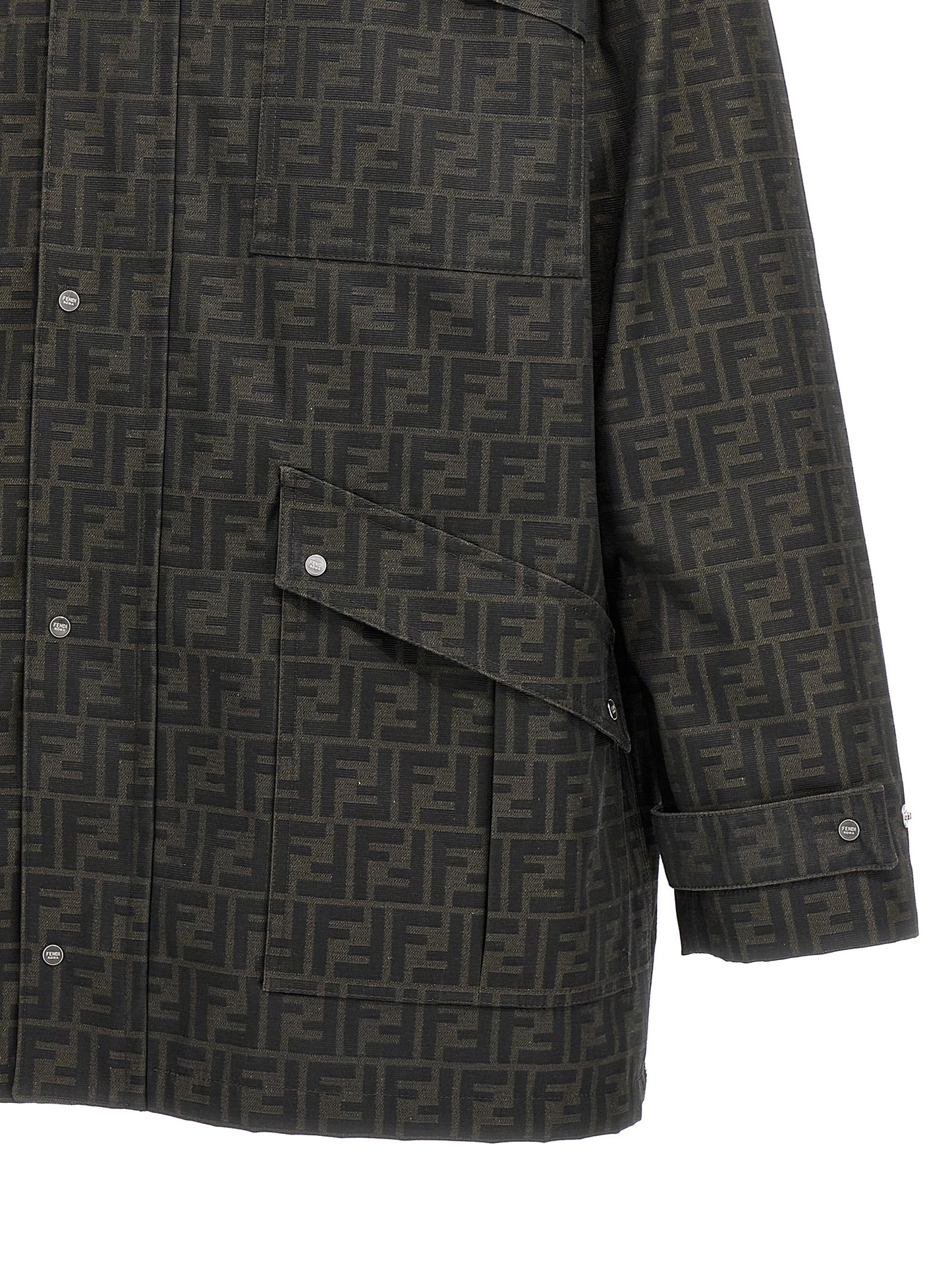 Brown Polyester Full-Length Jacket