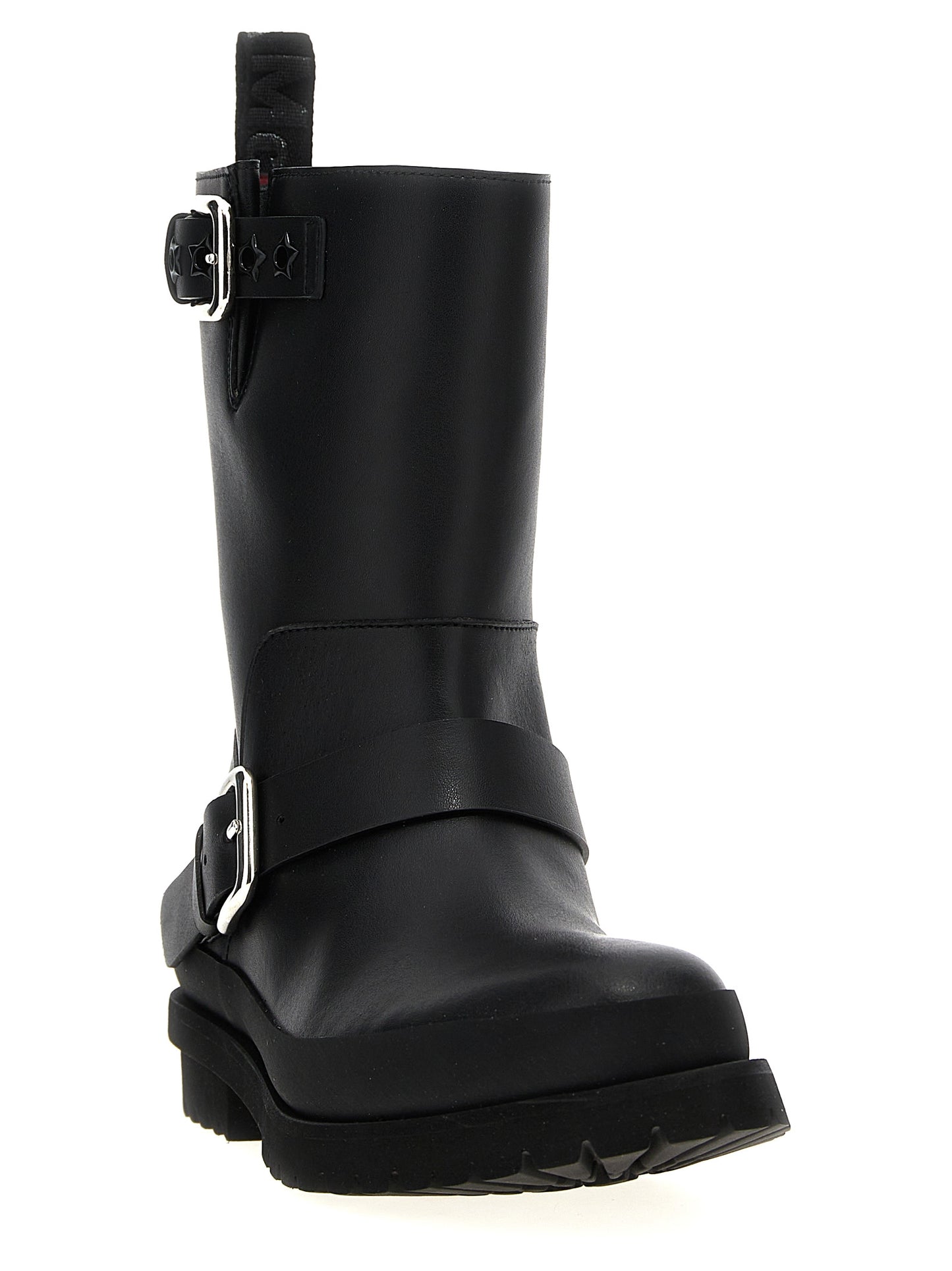 Black Polyester Ankle Boots
