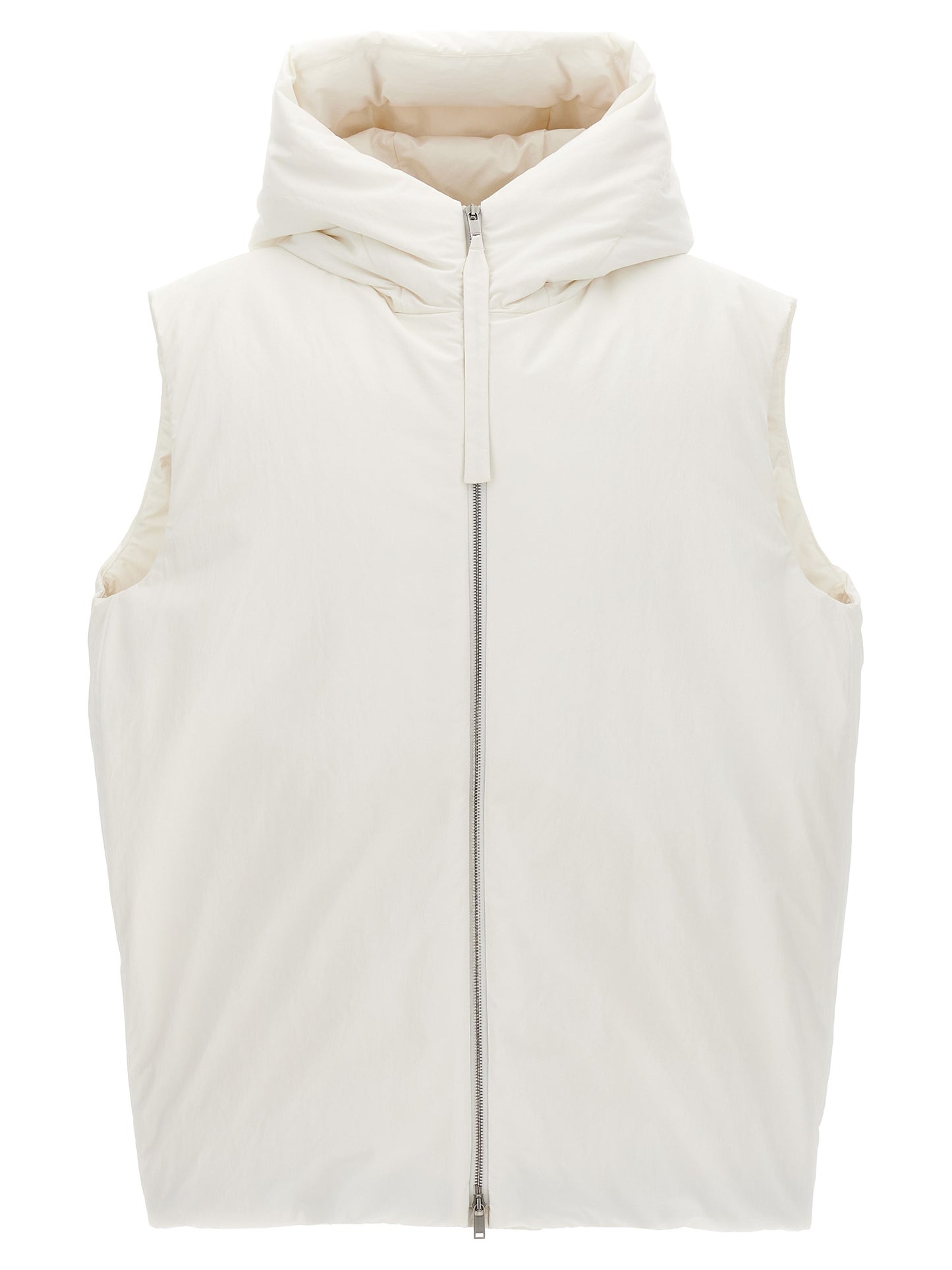 White Polyester Sleeveless Jacket