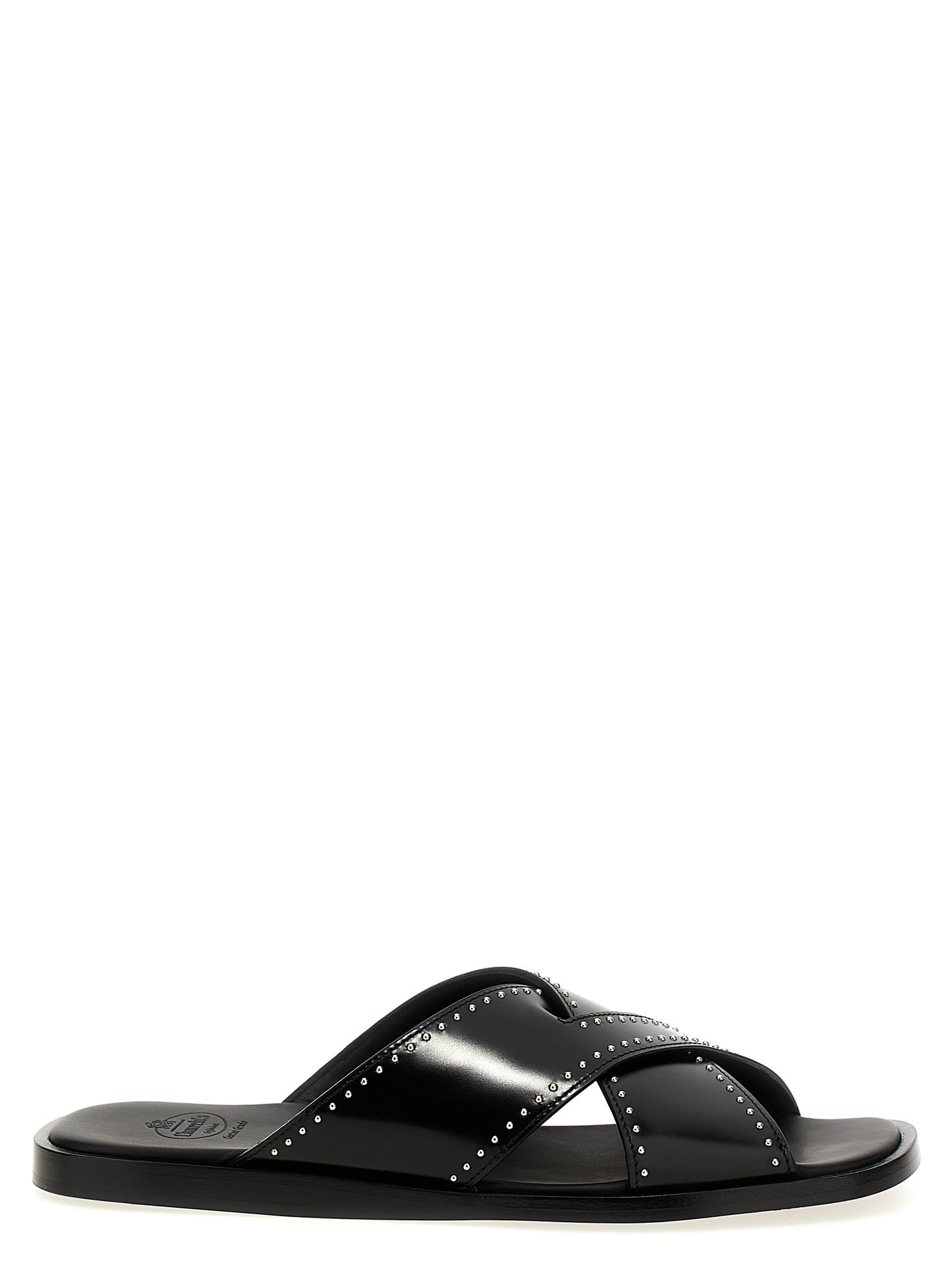 Black Calf Leather Bos Taurus Slides