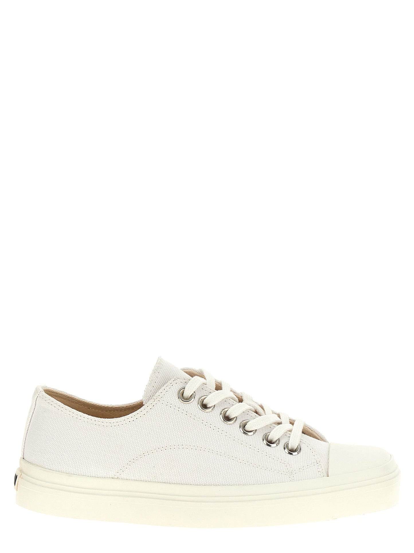 White Cotton Low Top Sneakers