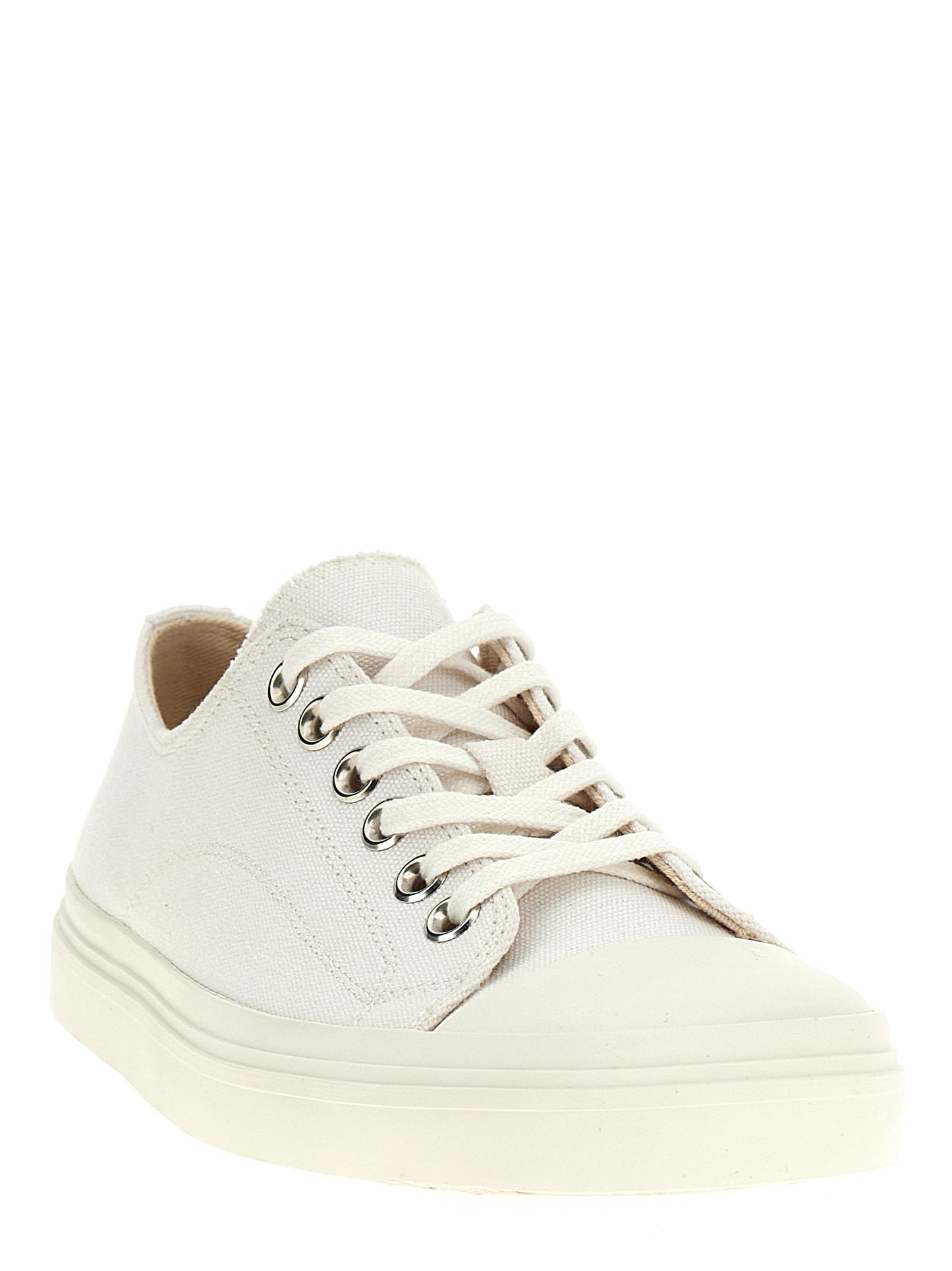 White Cotton Low Top Sneakers