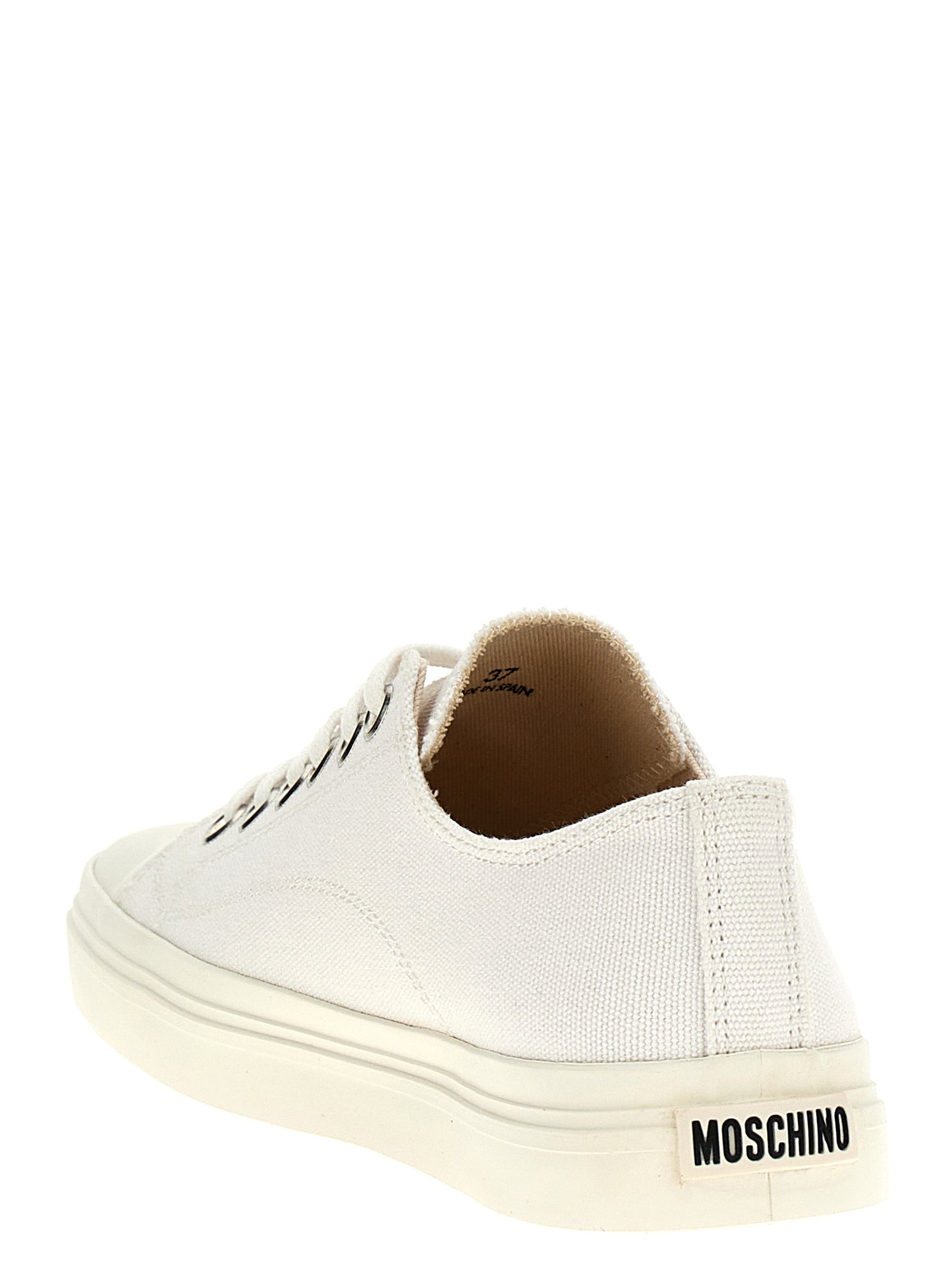 White Cotton Low Top Sneakers