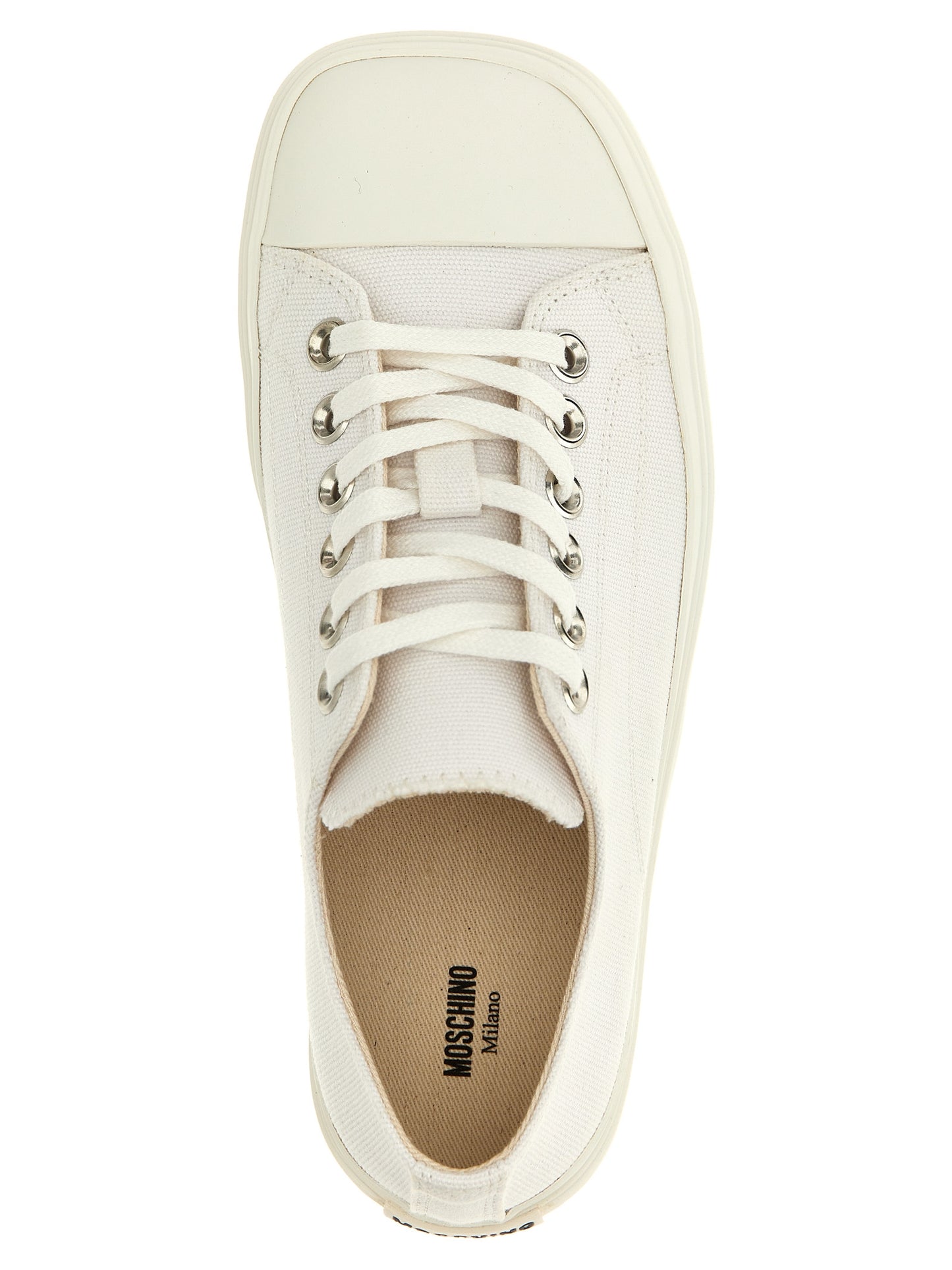 White Cotton Low Top Sneakers