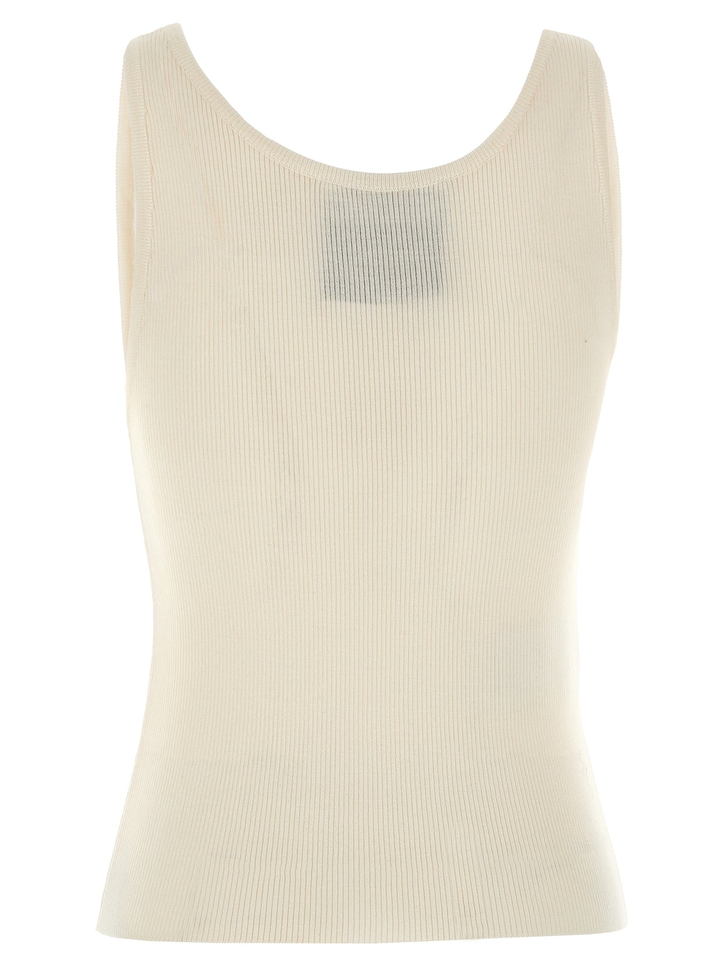 White Virgin Wool Sleeveles T-Shirt