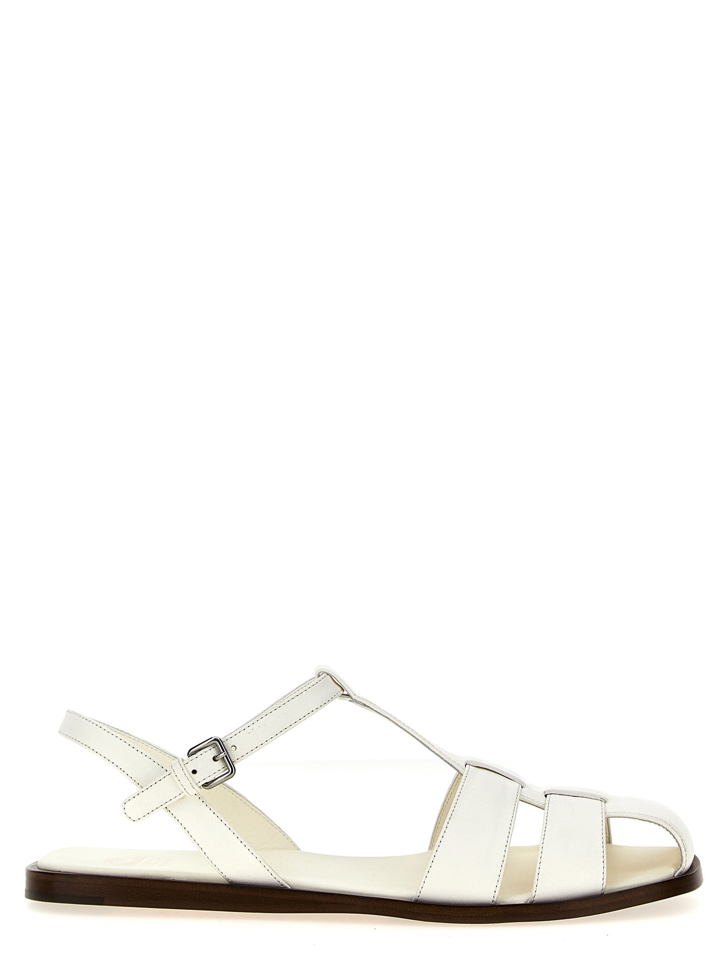 White Lamb Leather Flat Sandals