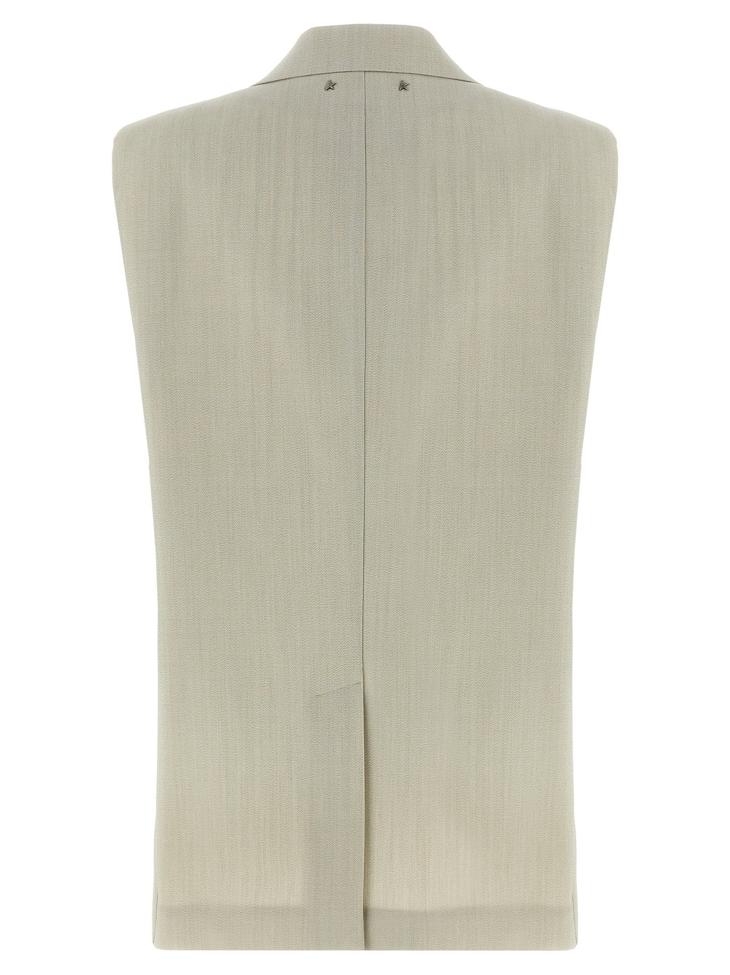 Beige Virgin Wool Sleeveless Jacket