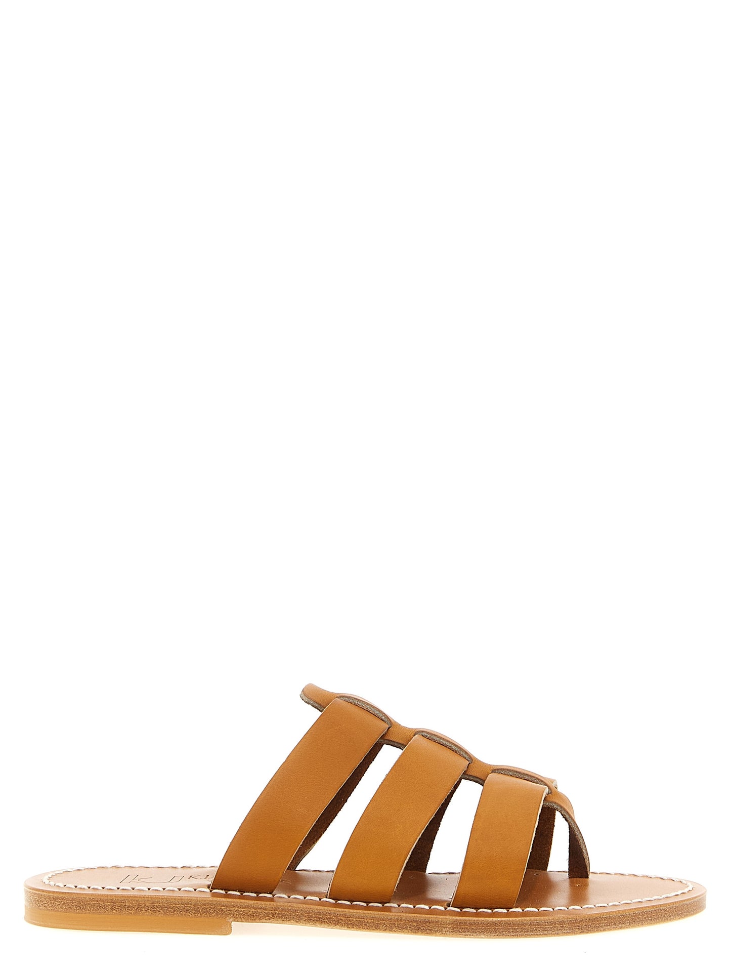 Beige Cowhide Slides