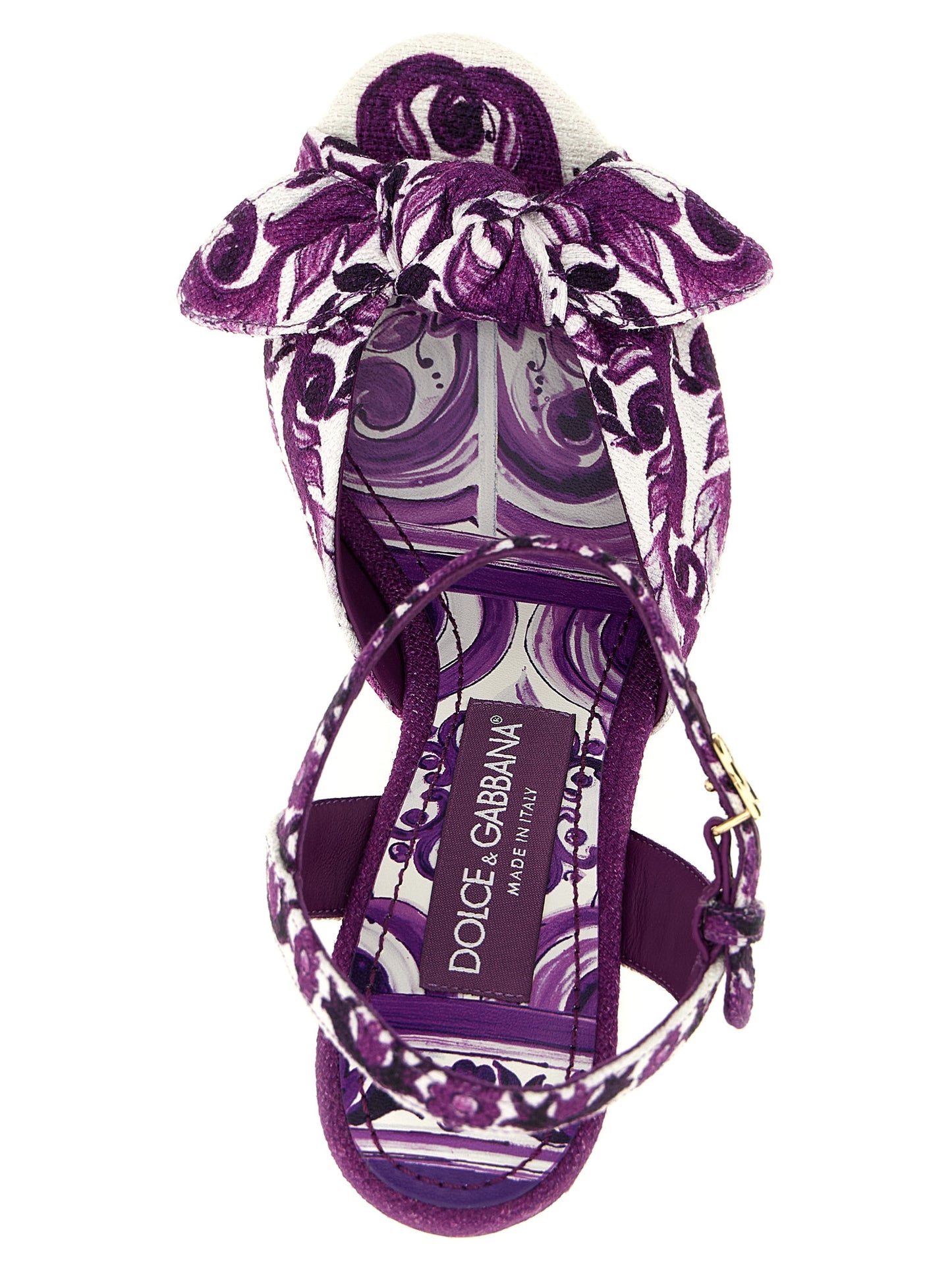Purple Cotton Stiletto Heel Sandals