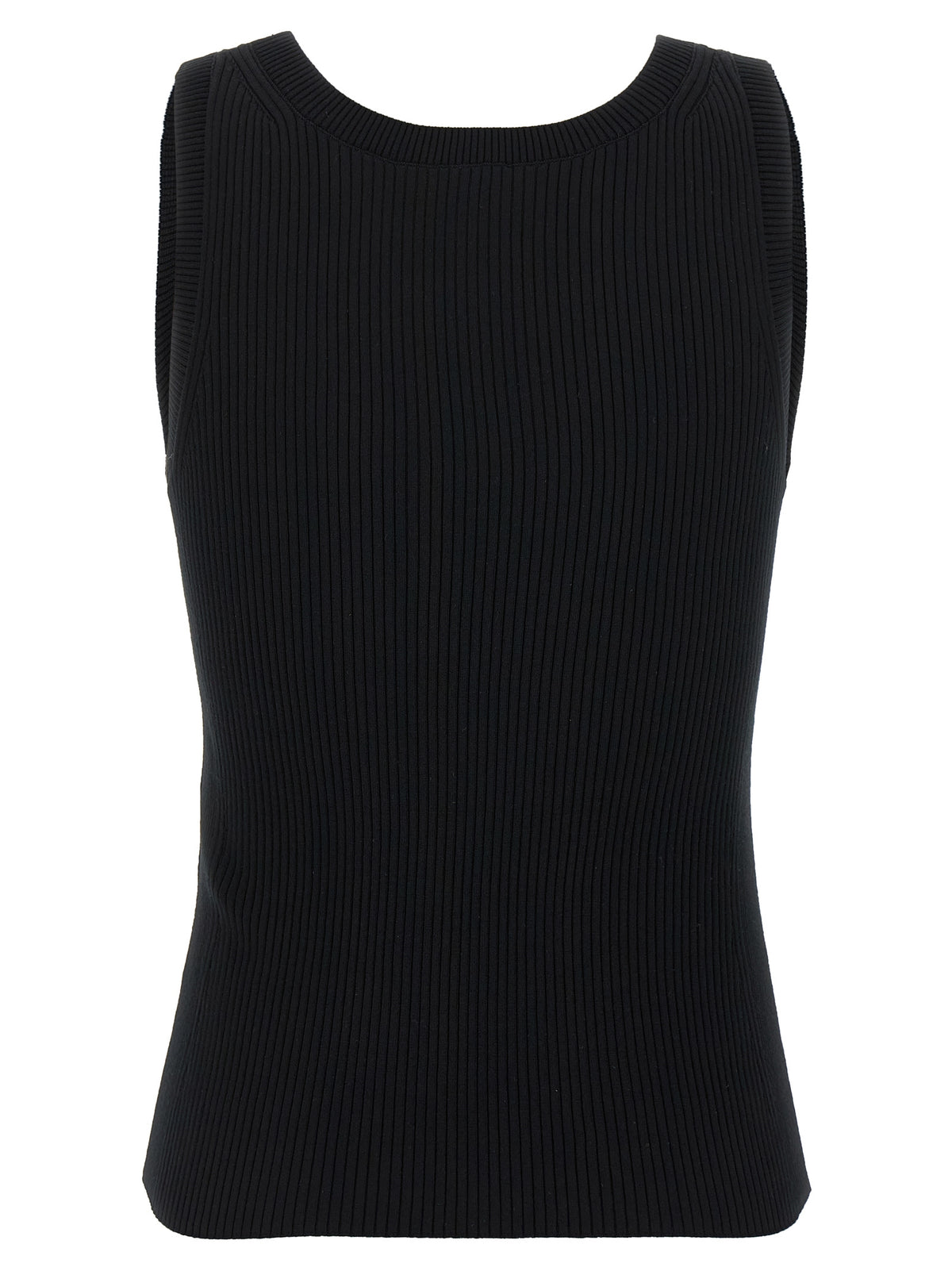 Black Viscose Sleeveles T-Shirt