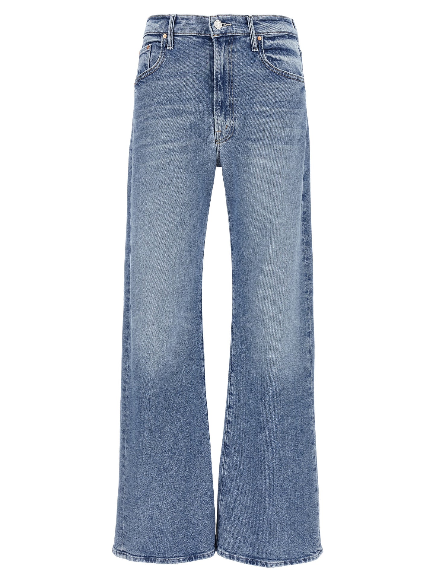 Blue Cotton High-Waisted Jean