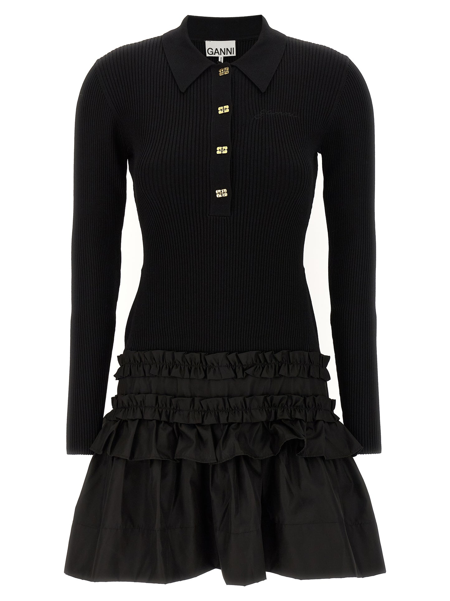 Black Viscose Short Dress