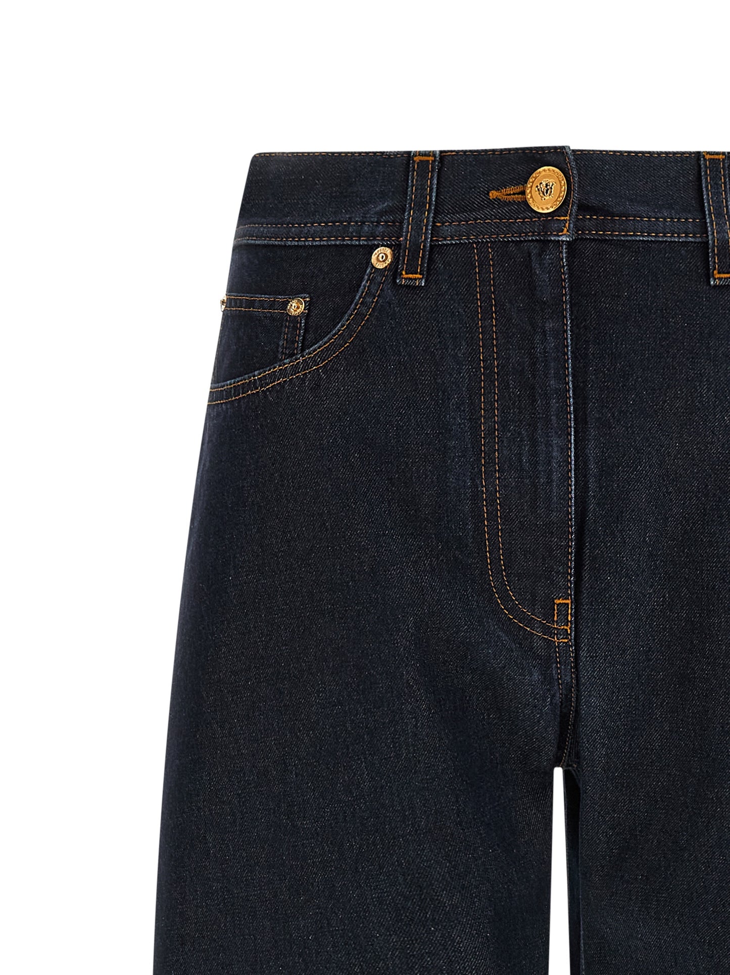 Blue Cotton High-Waisted Jean