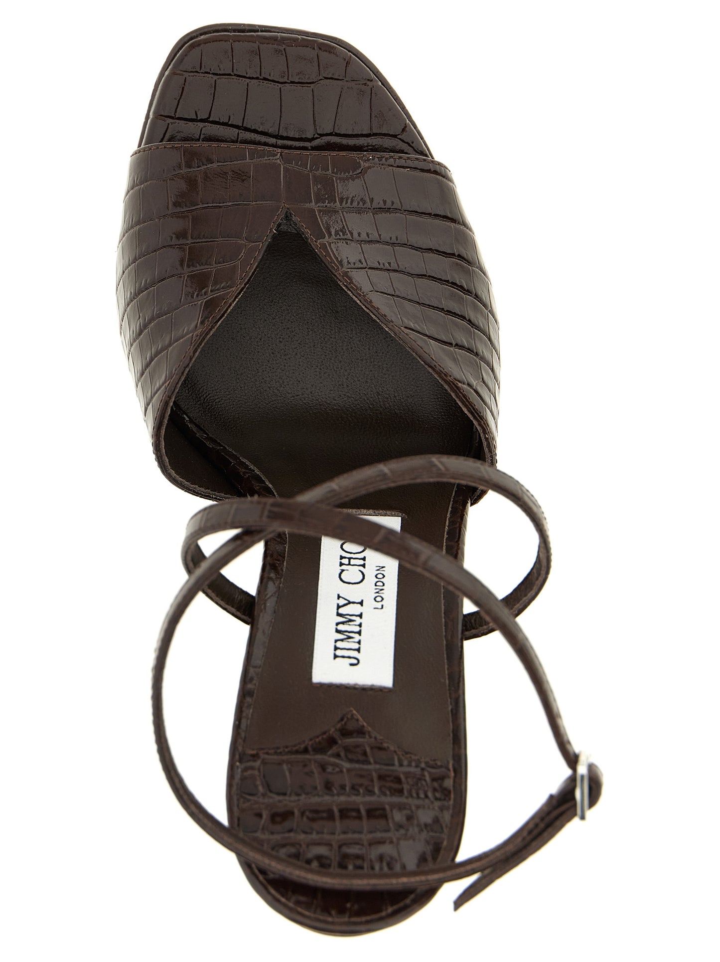 Brown Leather Stiletto Heel Sandals