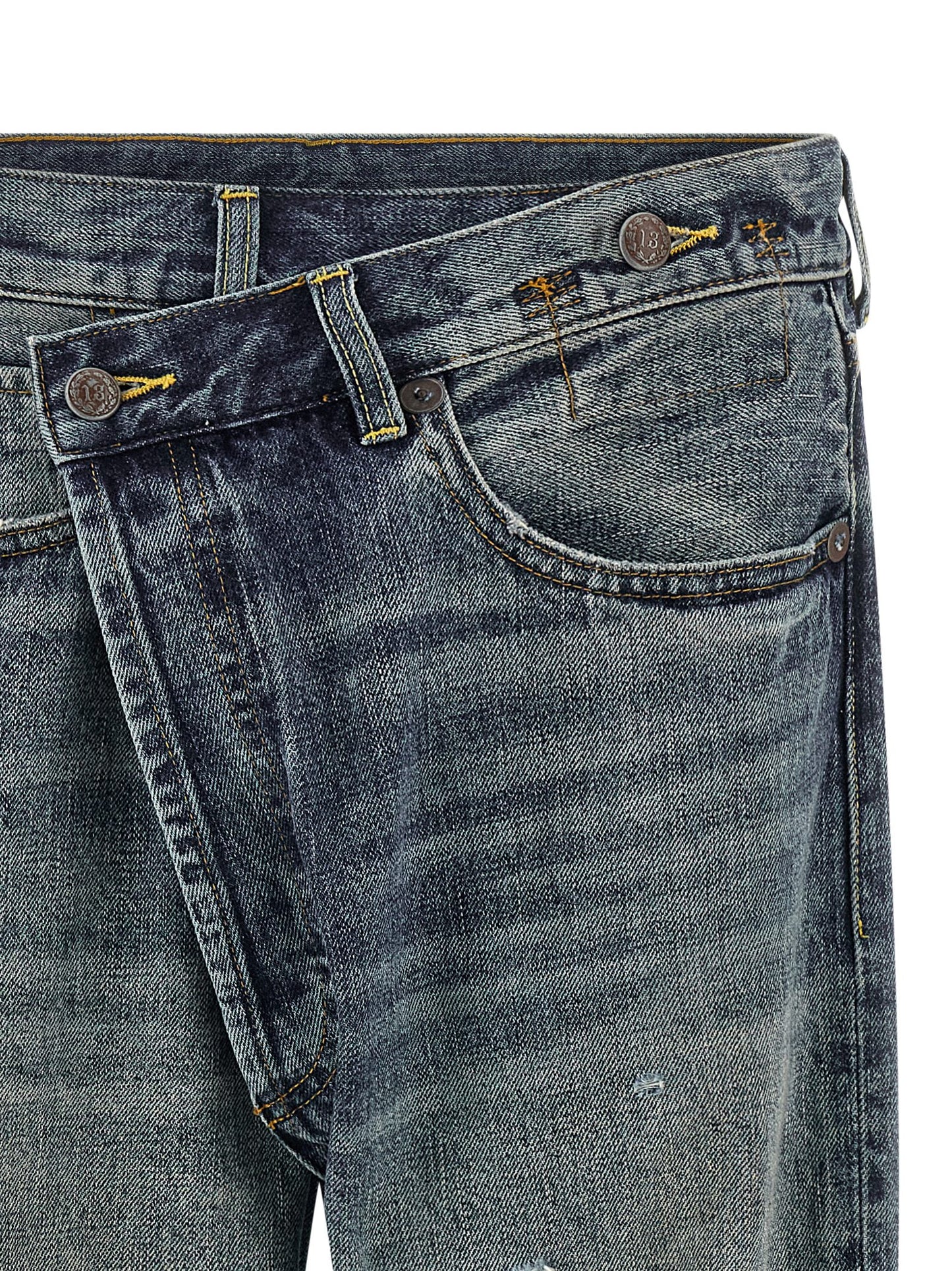 Blue Cotton Straight-Leg Jeans