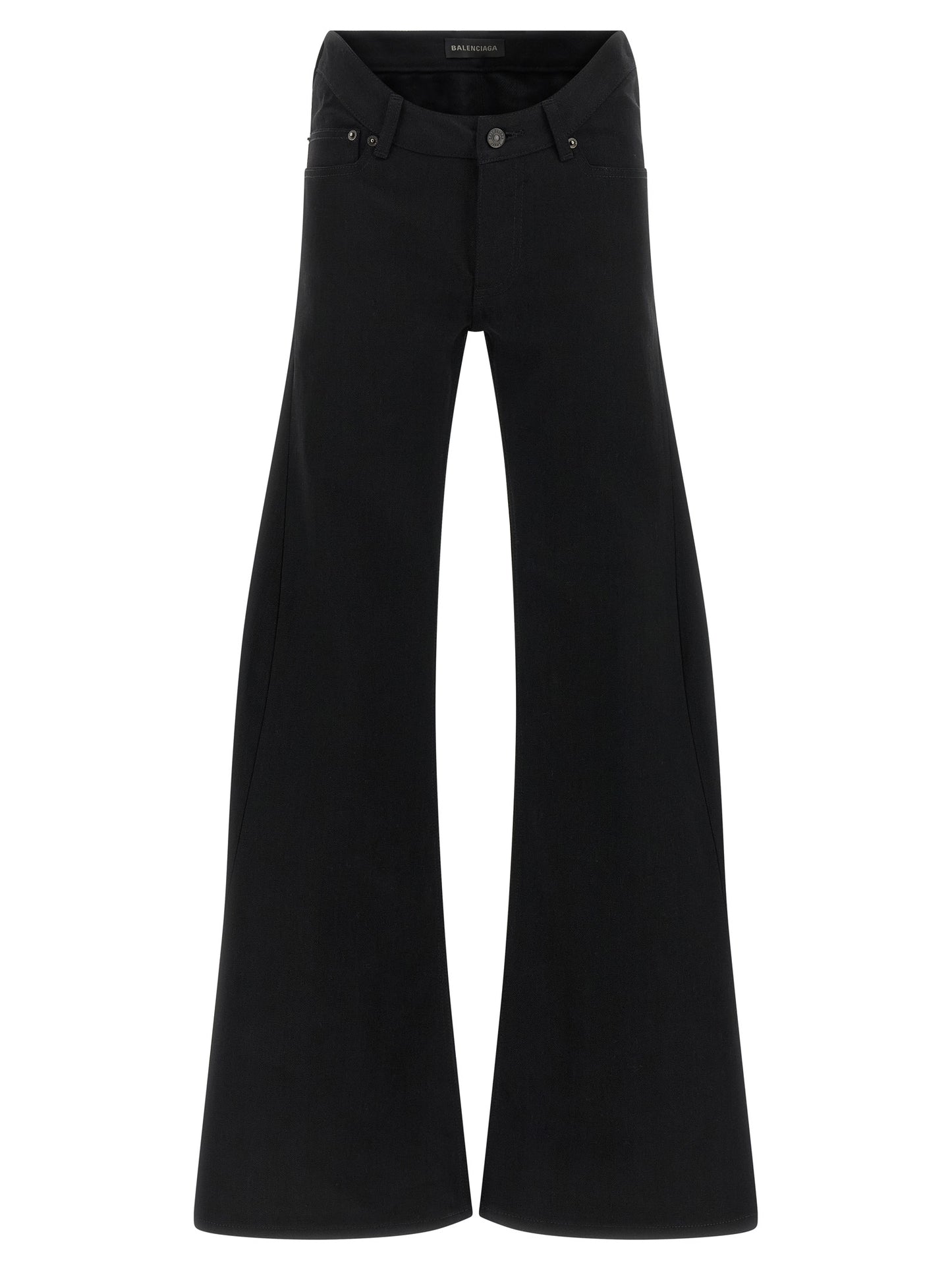 Black Cotton Flared Jeans