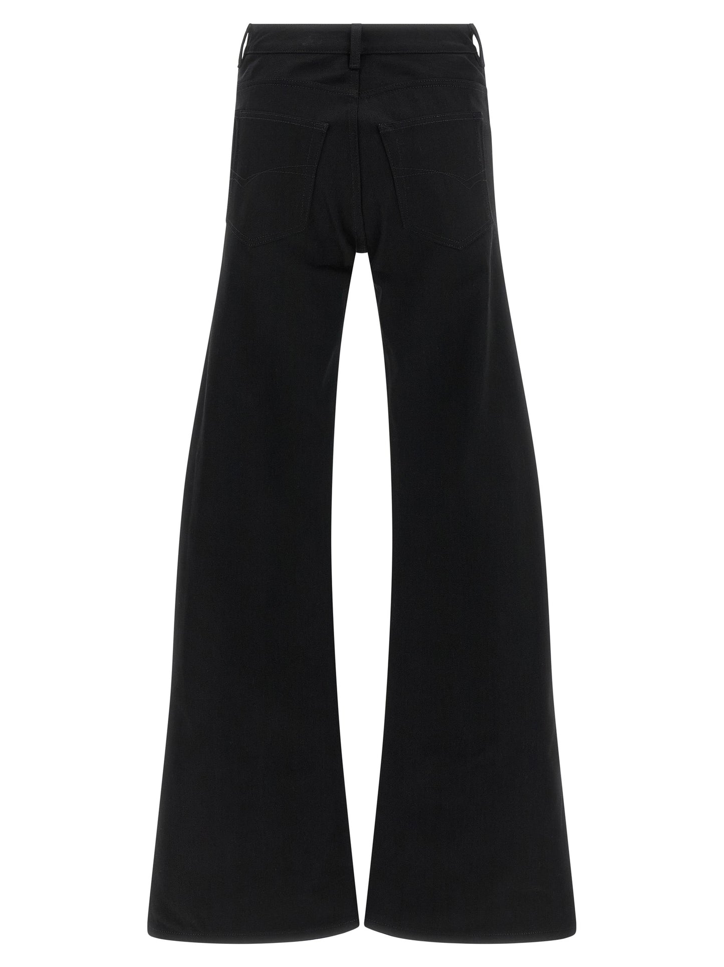 Black Cotton Flared Jeans