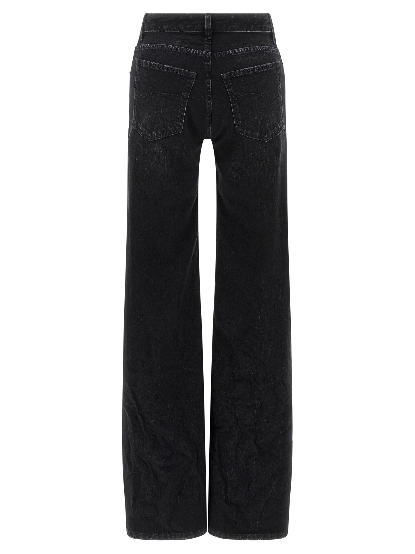 Black Cotton Flared Jeans