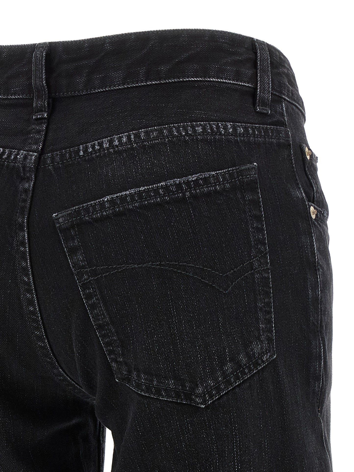 Black Cotton Flared Jeans