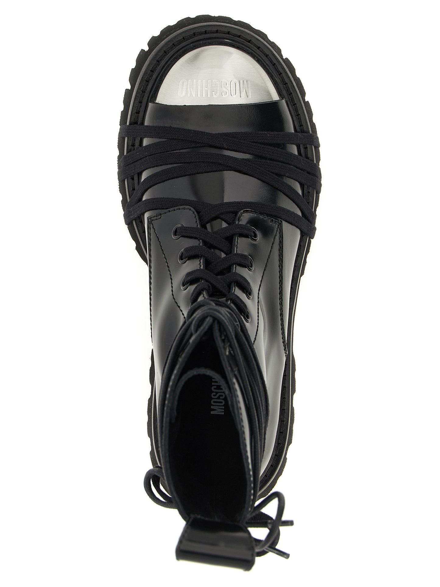 Black Calfskin Lace-Up Boots