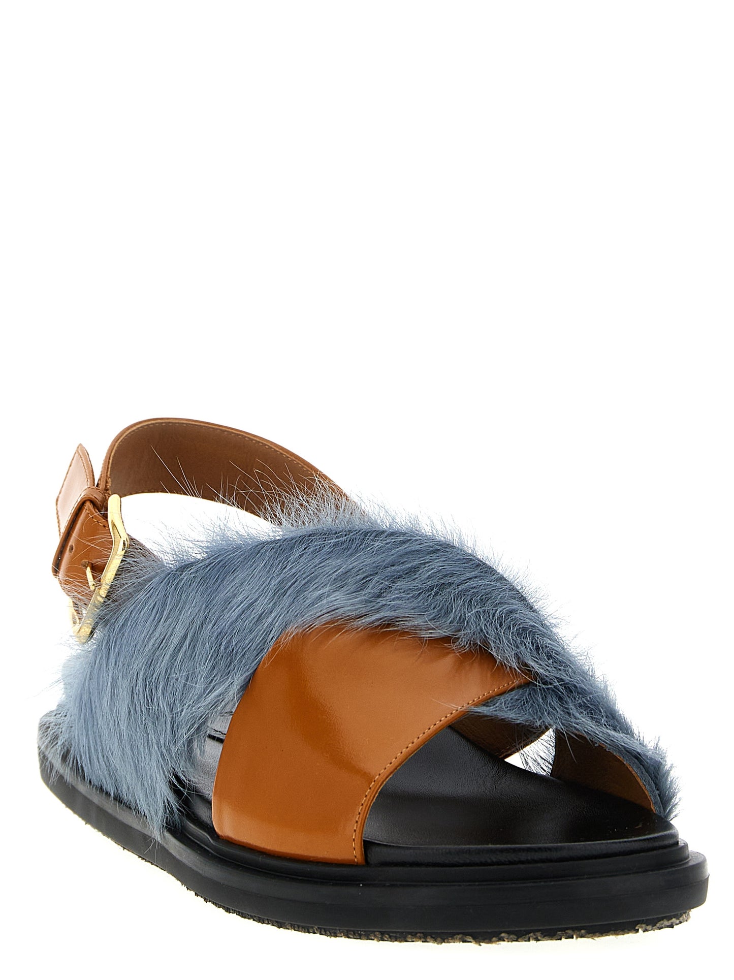 Multicolor Lamb Leather Flat Sandals