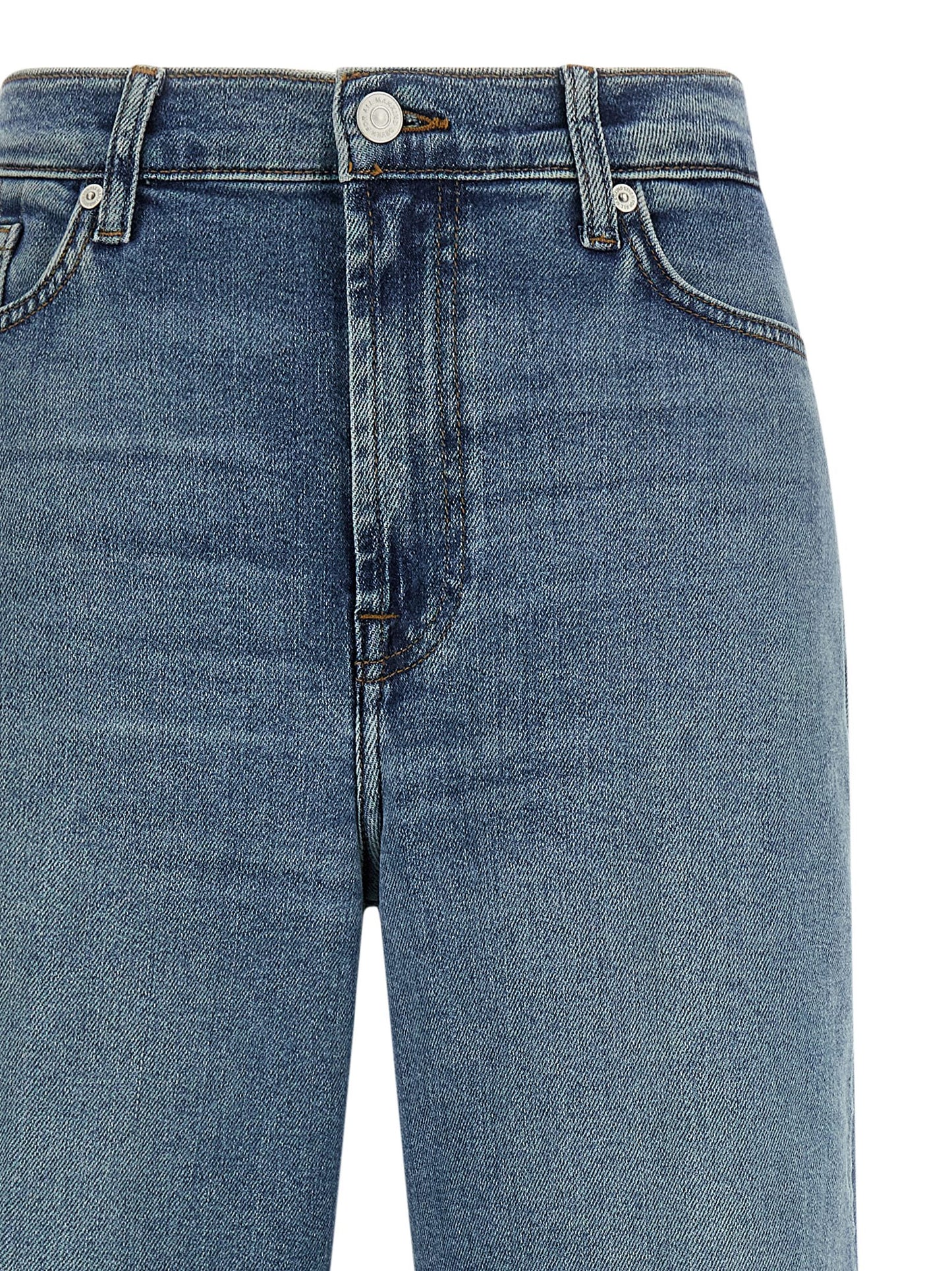 Blue Cotton Straight-Leg Jeans