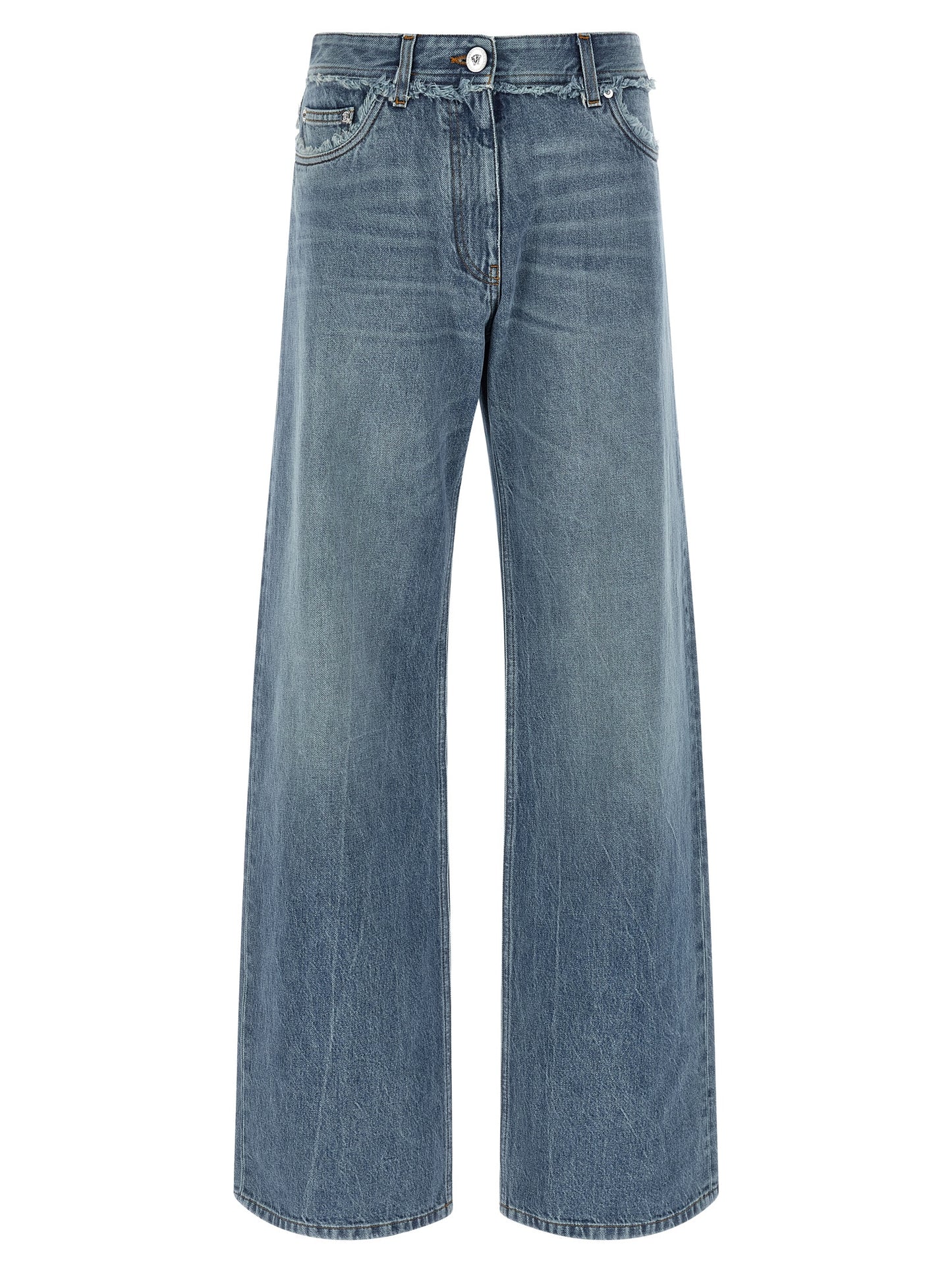 Blue Cotton Boyfriend Jeans