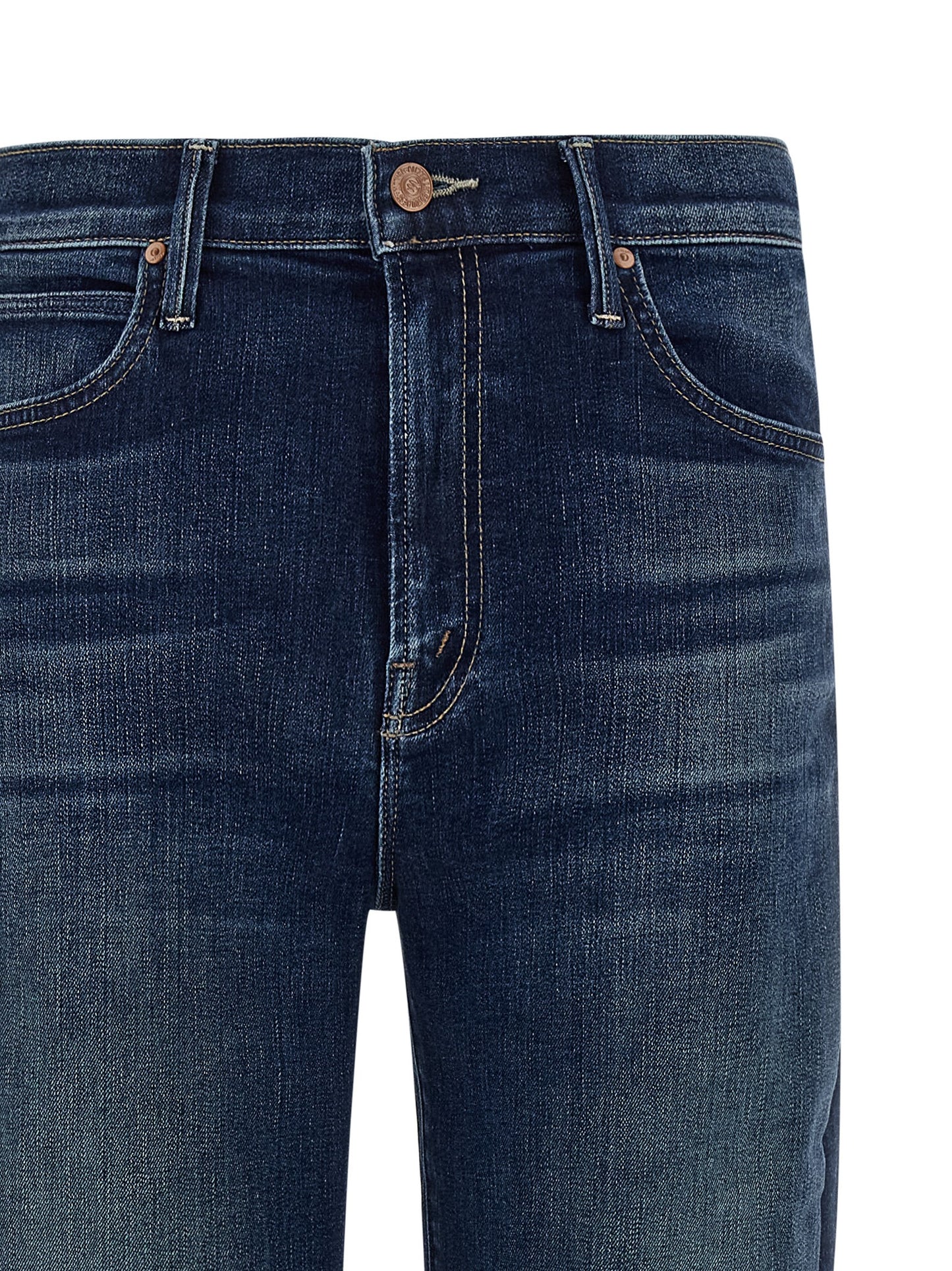Blue Cotton Straight-Leg Jeans