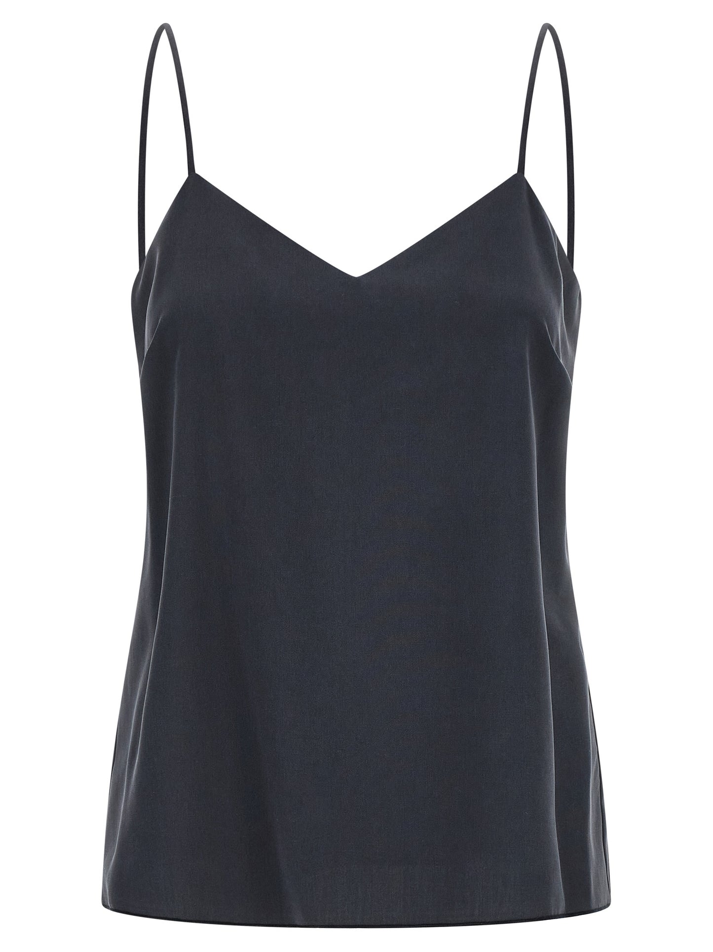 Gray Silk Sleeveles T-Shirt