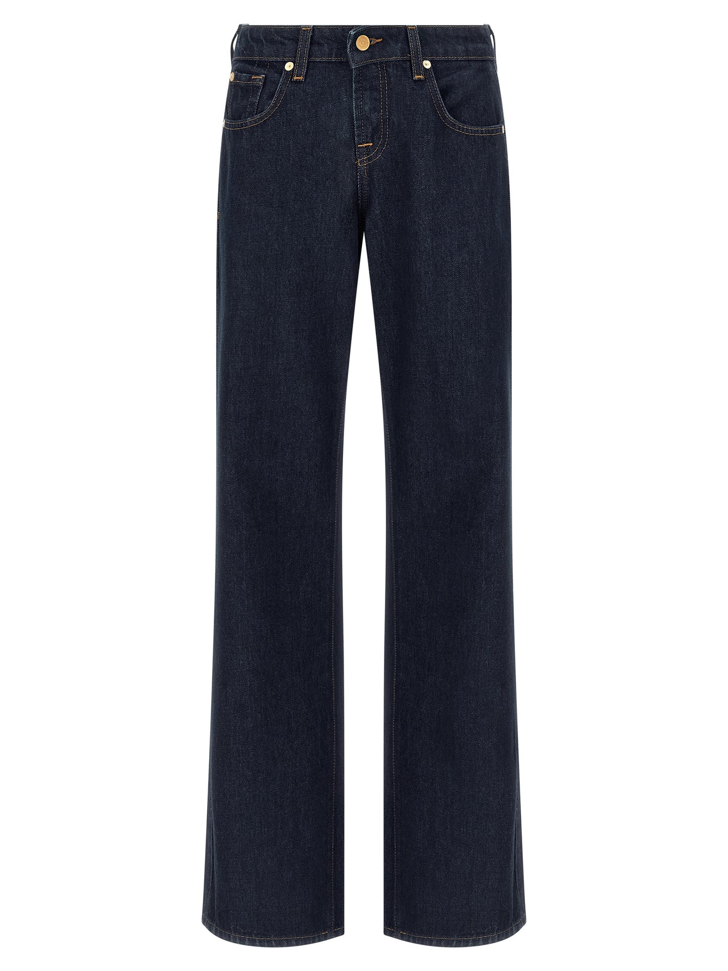 Blue Cotton Straight-Leg Jeans