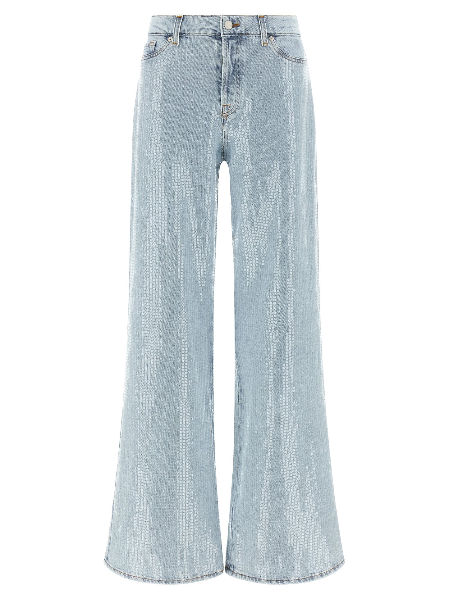 Blue Cotton Flared Jeans
