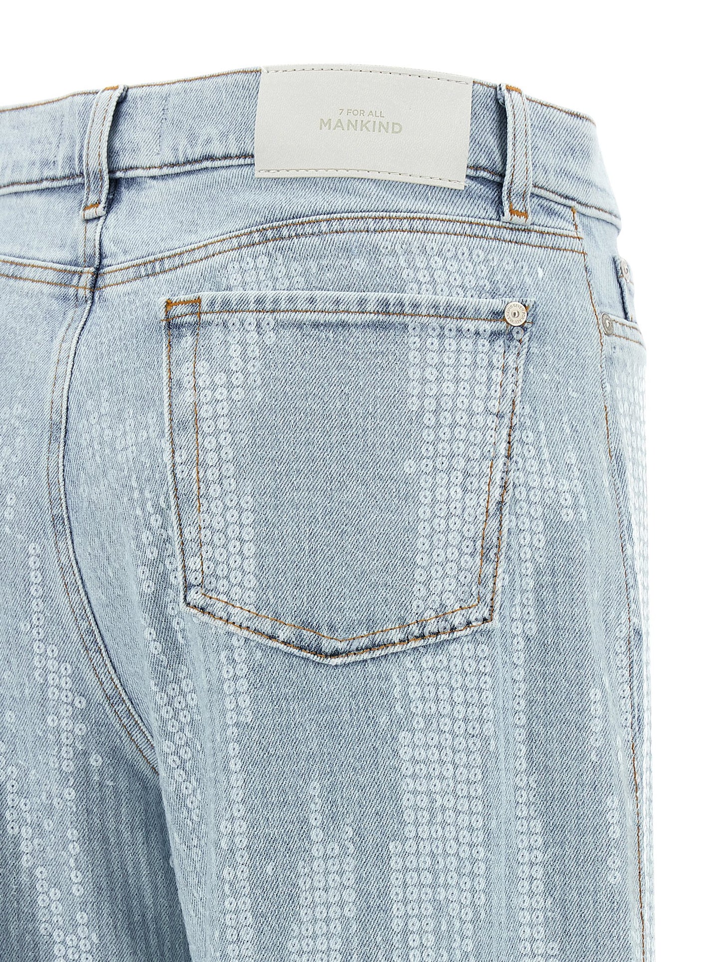 Blue Cotton Flared Jeans