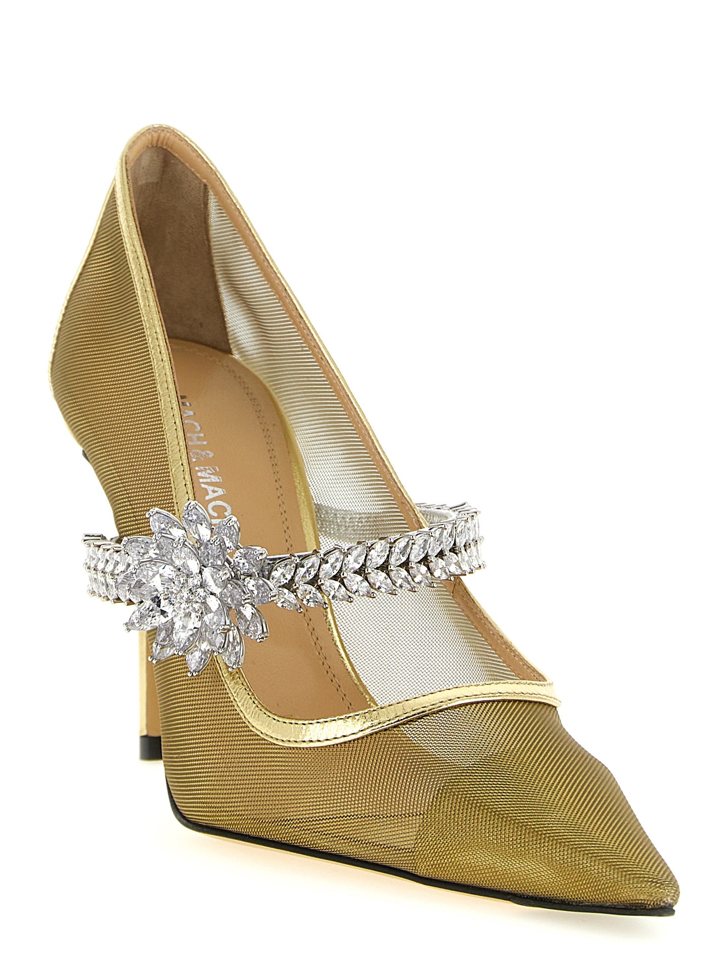 Gold Polyamide High Heel Pumps