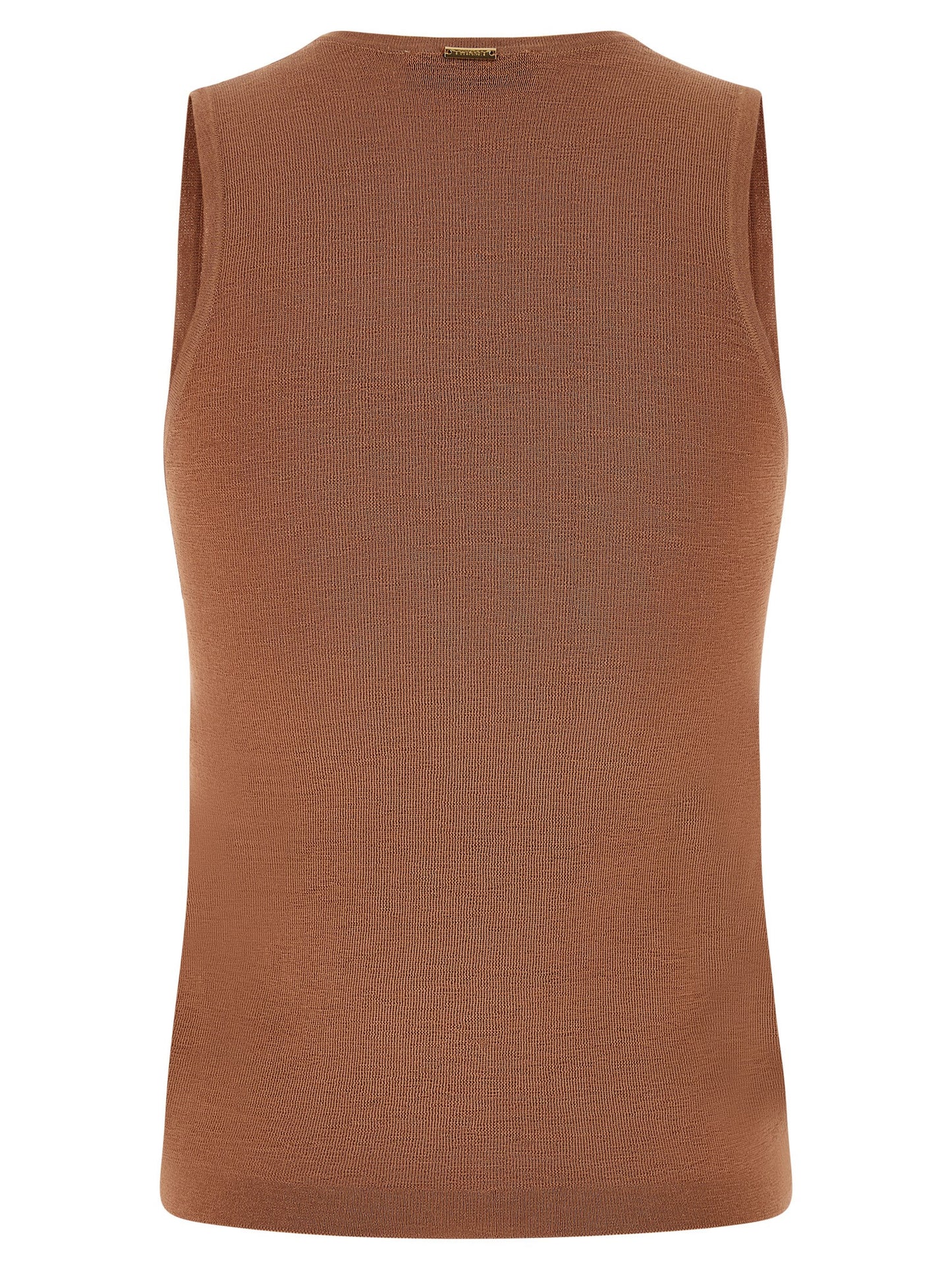 Brown Cotton Sleeveles T-Shirt