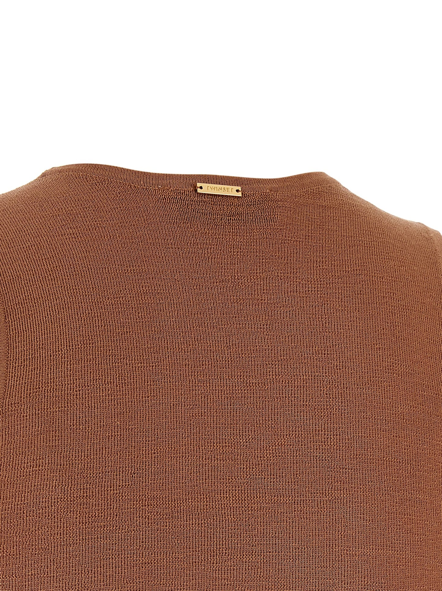 Brown Cotton Sleeveles T-Shirt
