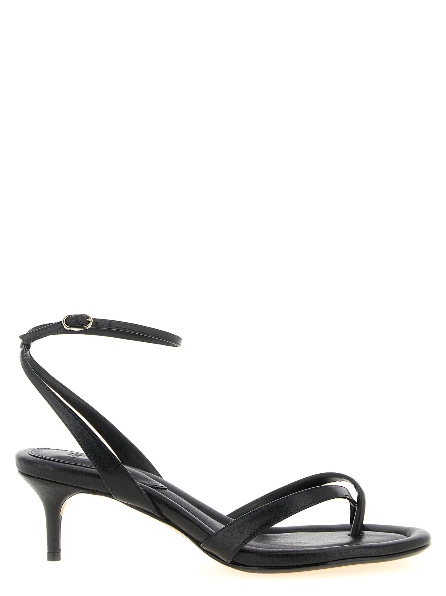 Black Cowhide Stiletto Heel Sandals