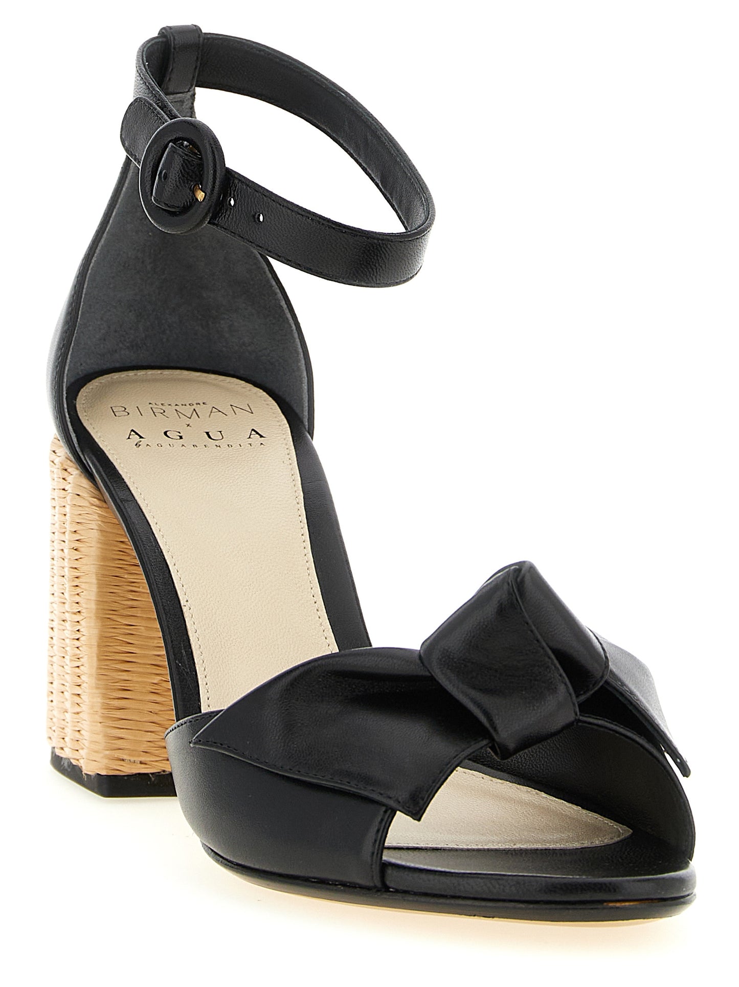Black Cowhide Stiletto Heel Sandals