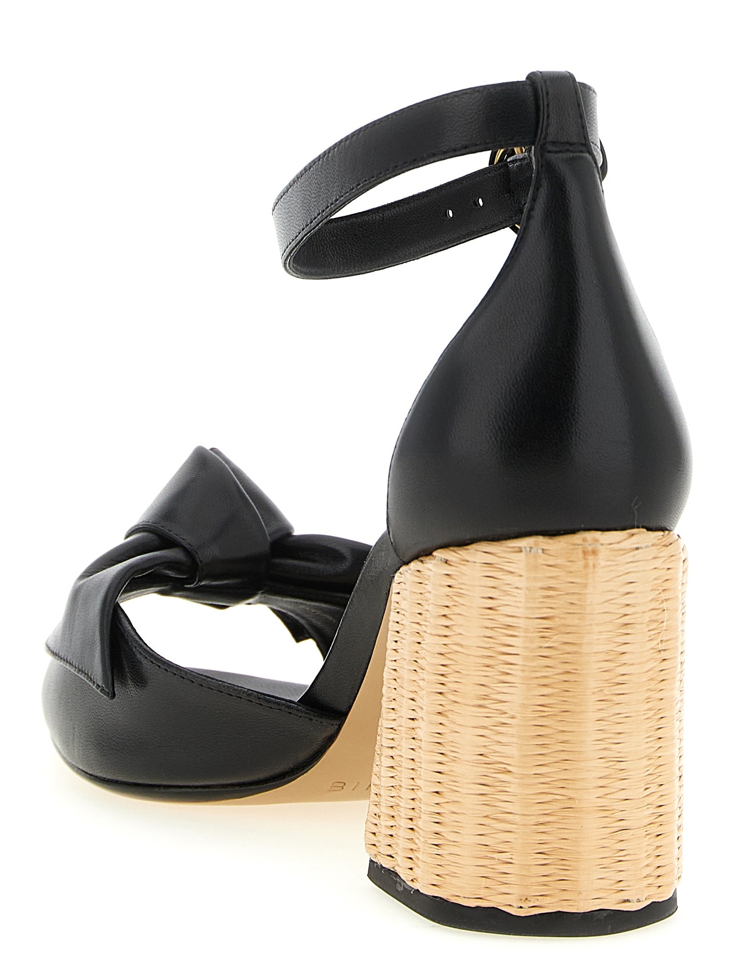 Black Cowhide Stiletto Heel Sandals