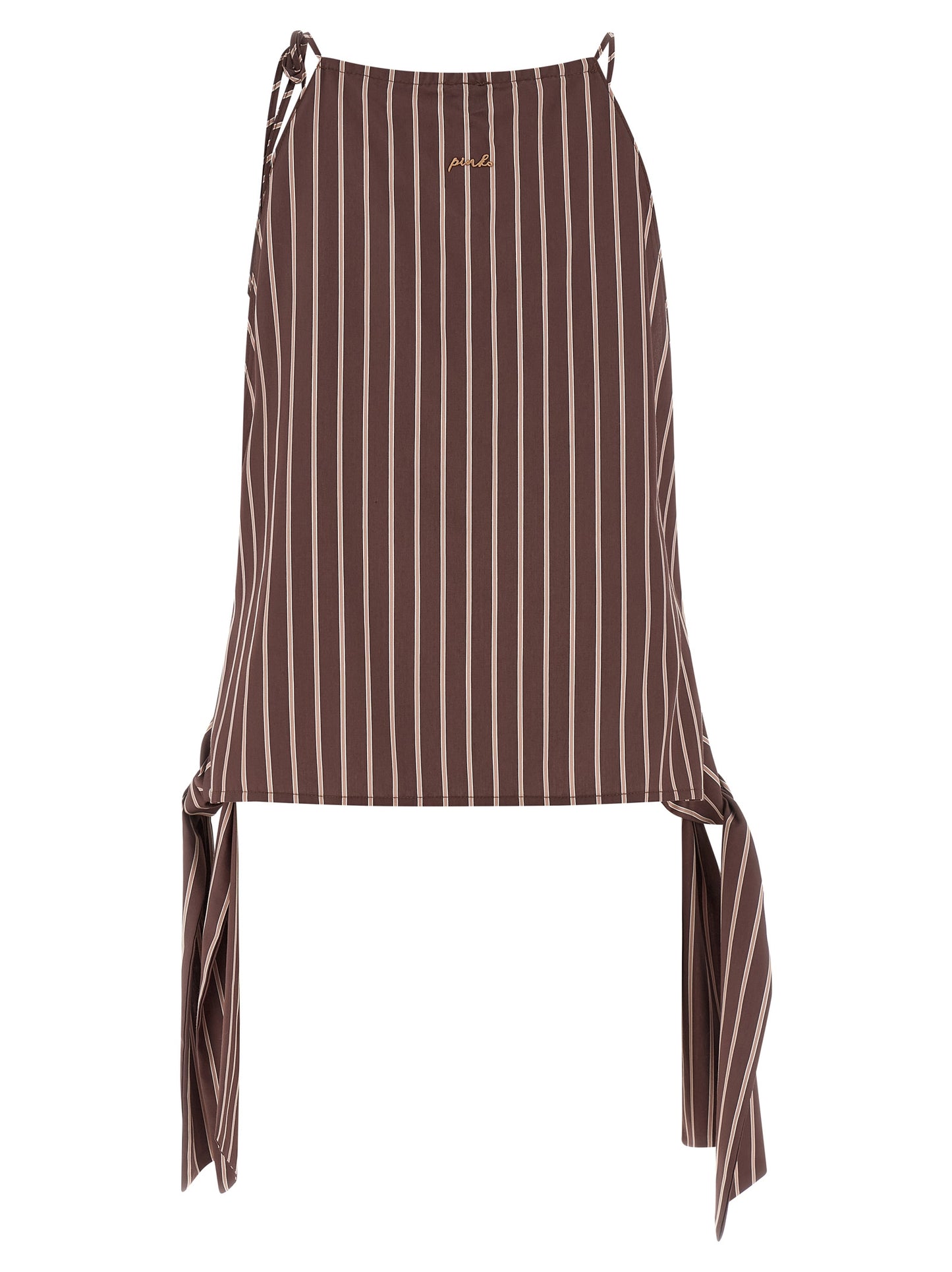 Brown Viscose Sleeveles T-Shirt