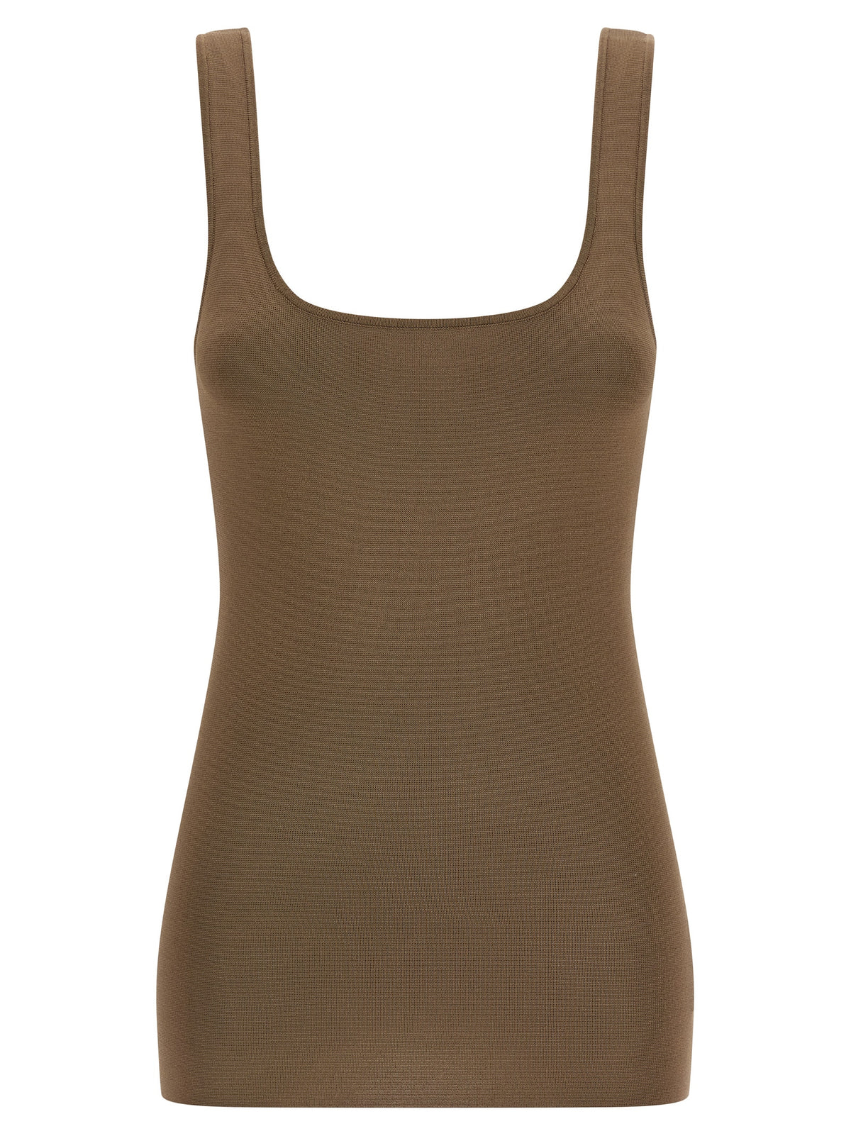 Brown Viscose Sleeveles T-Shirt