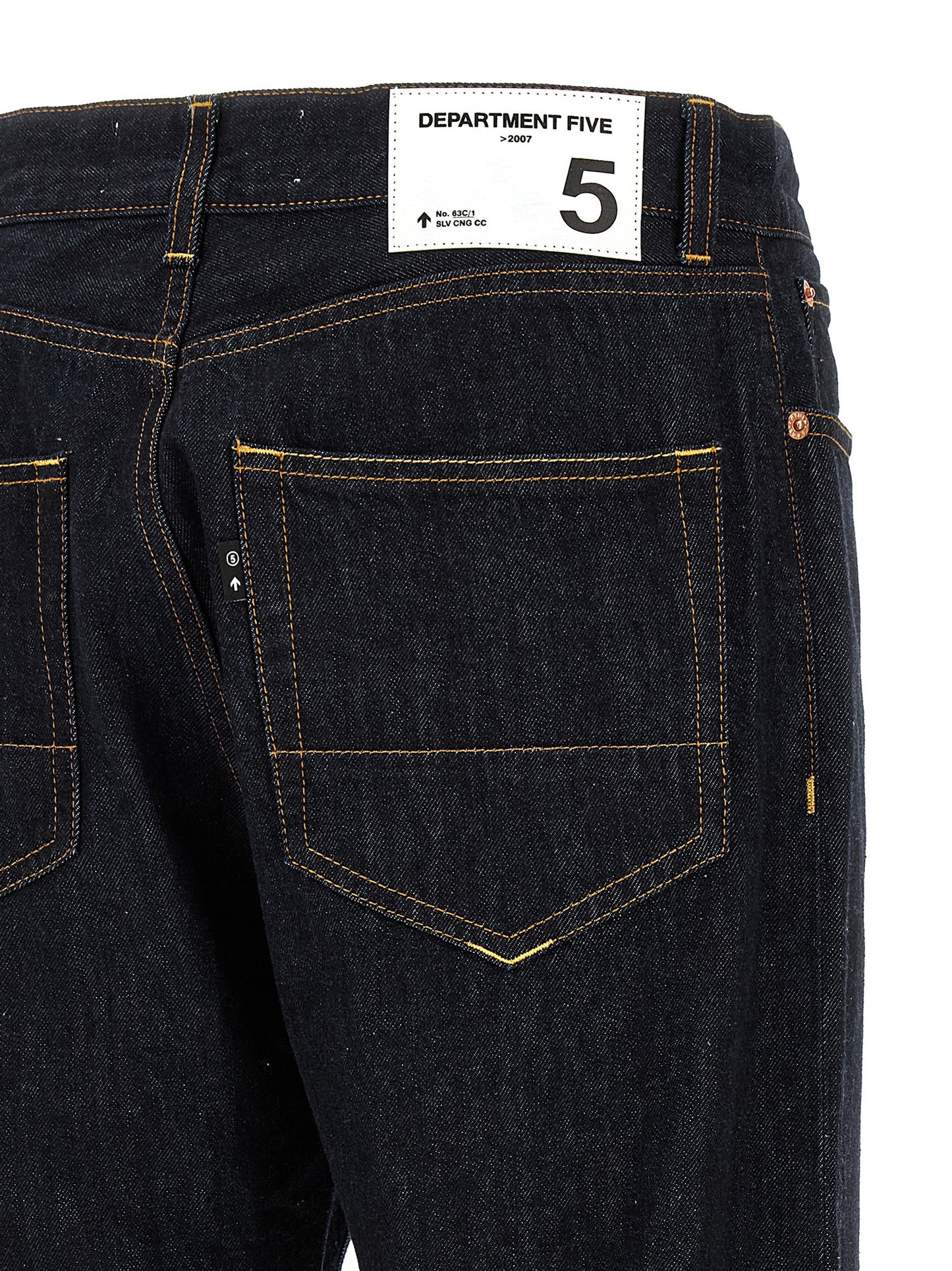 Blue Cotton Straight-Leg Jeans