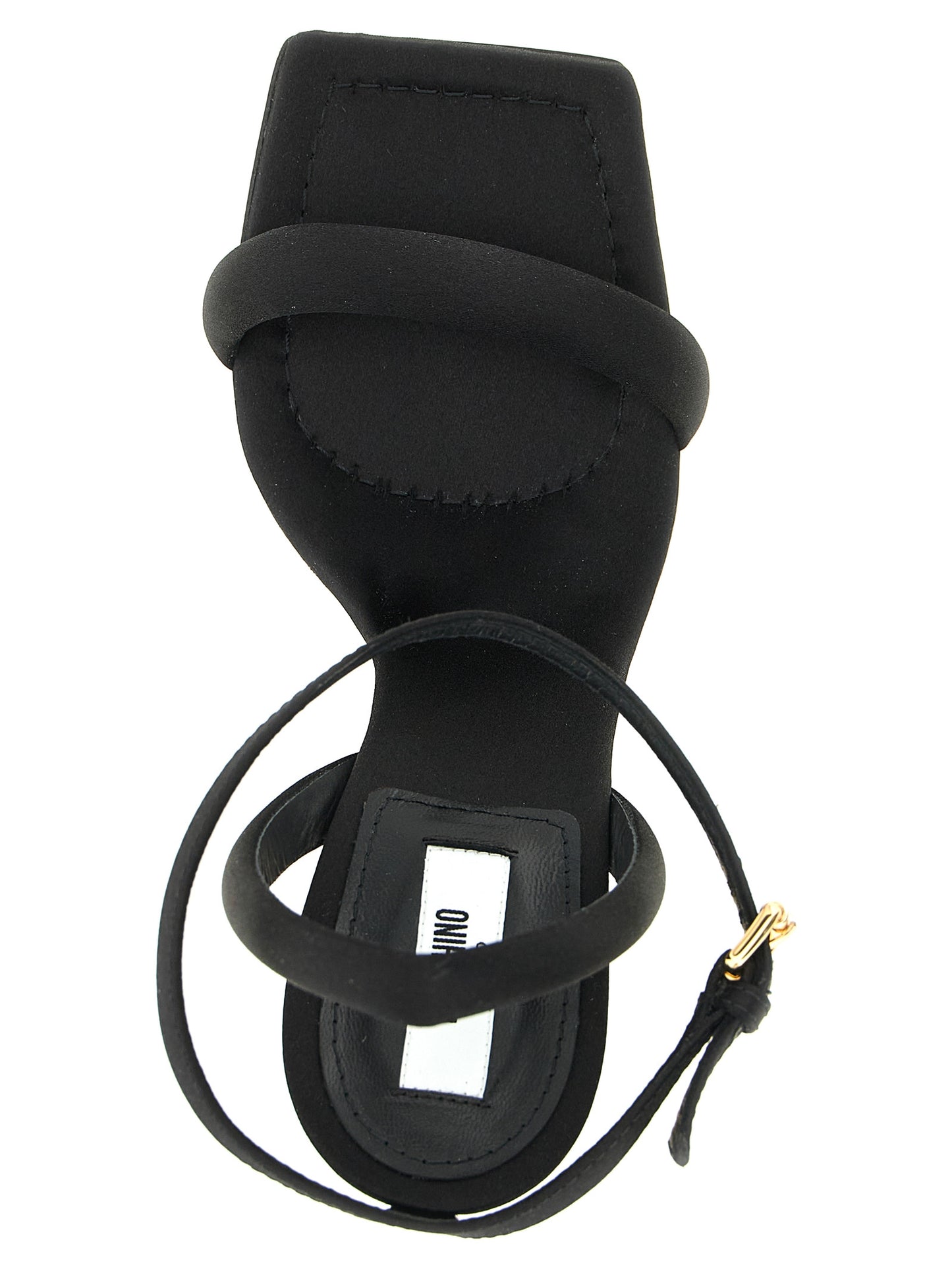 Black Viscose Stiletto Heel Sandals