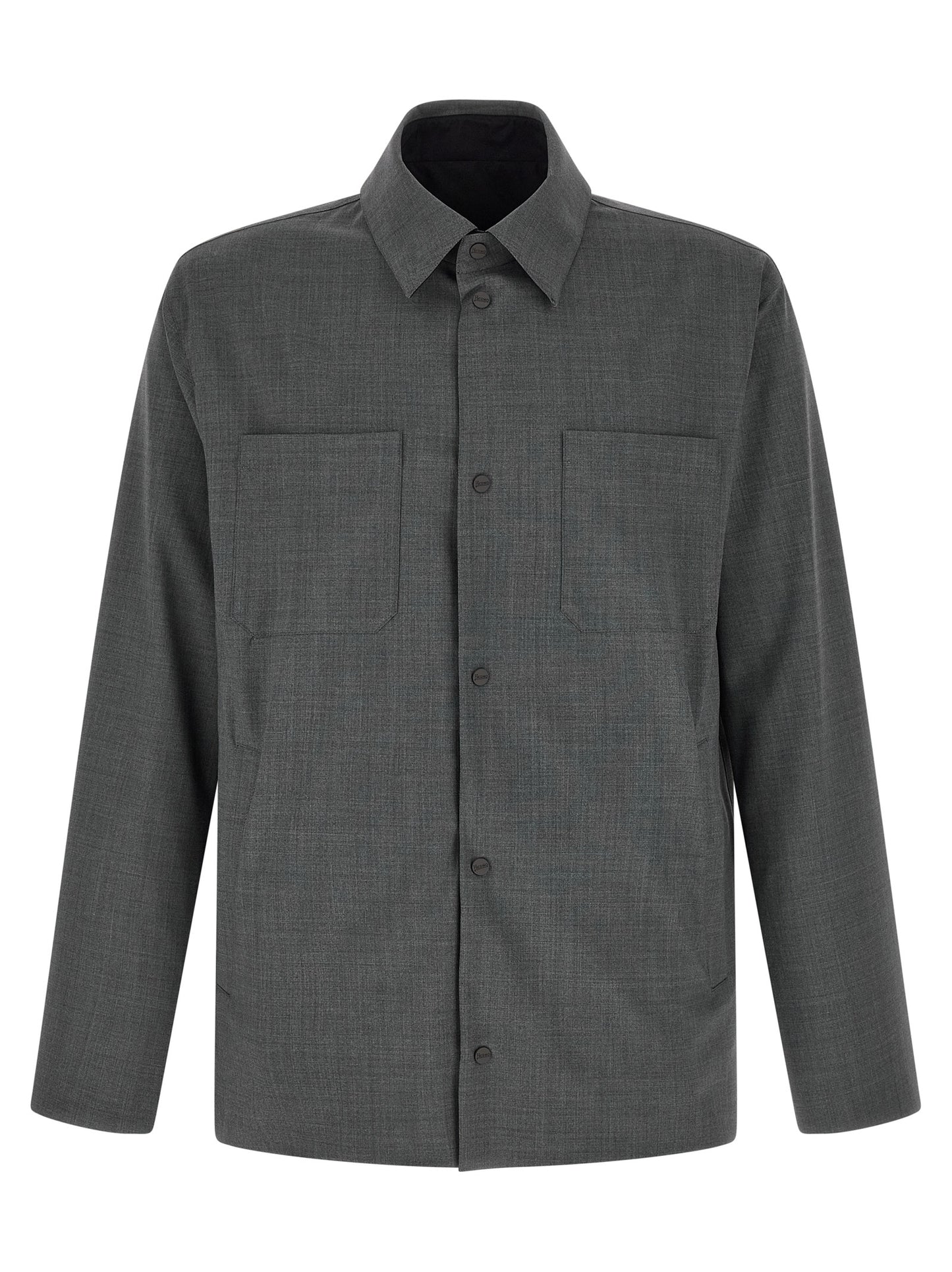 Gray Polyester Full-Length Jacket