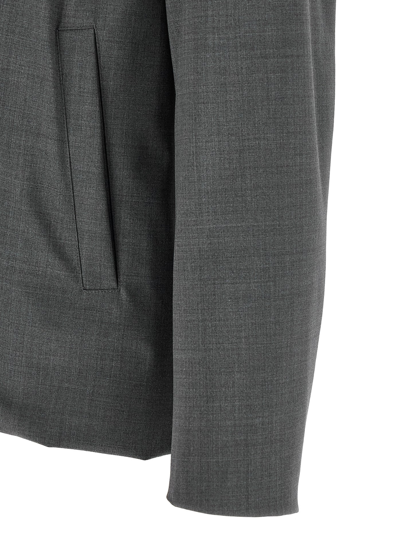 Gray Polyester Full-Length Jacket