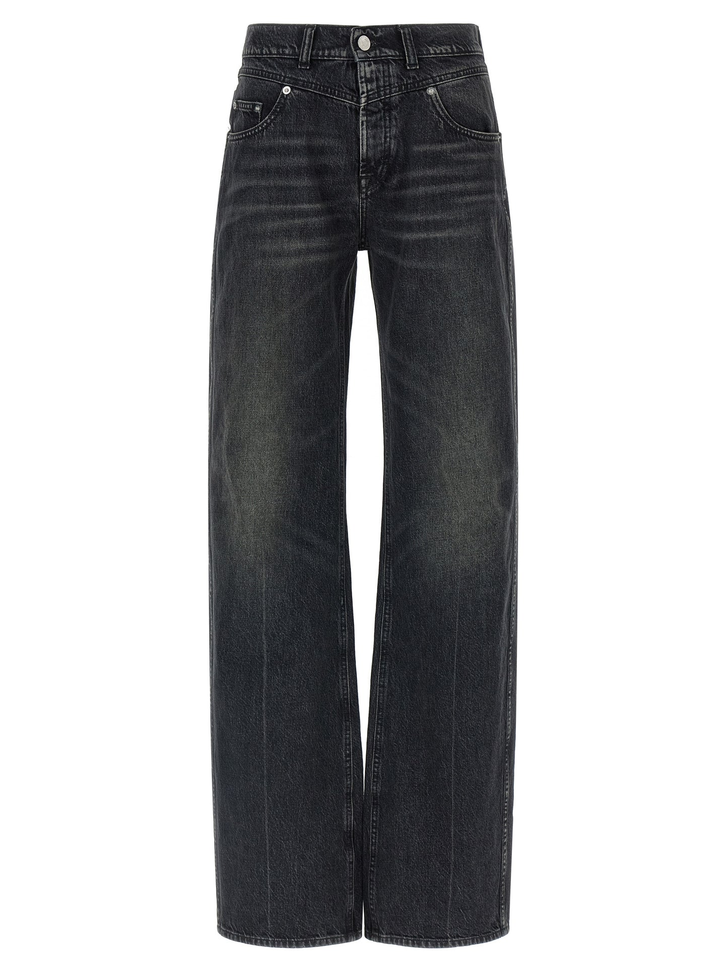 Black Cotton Straight-Leg Jeans